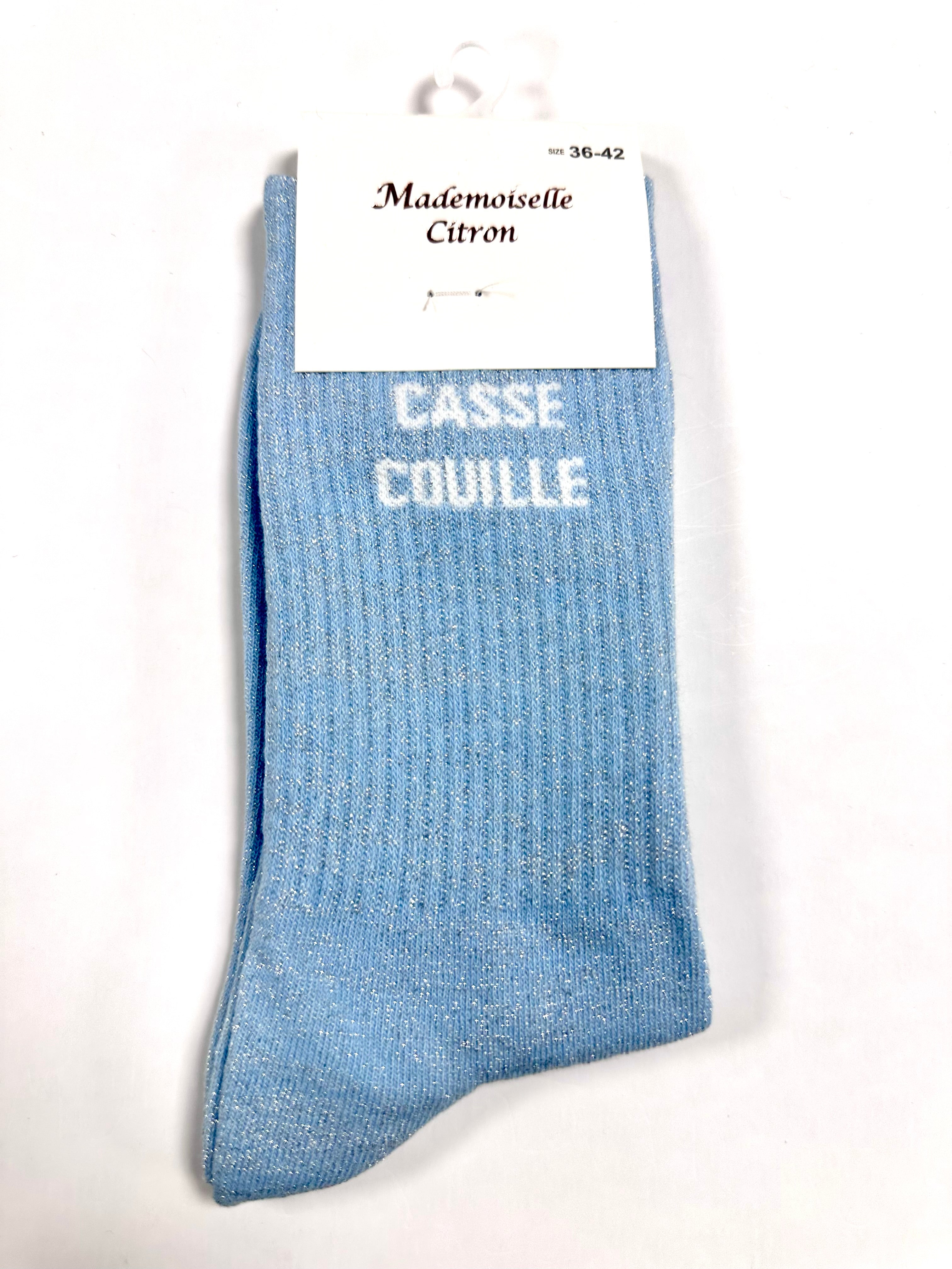 Chaussettes à Paillettes - Casse couille (Bleu clair)