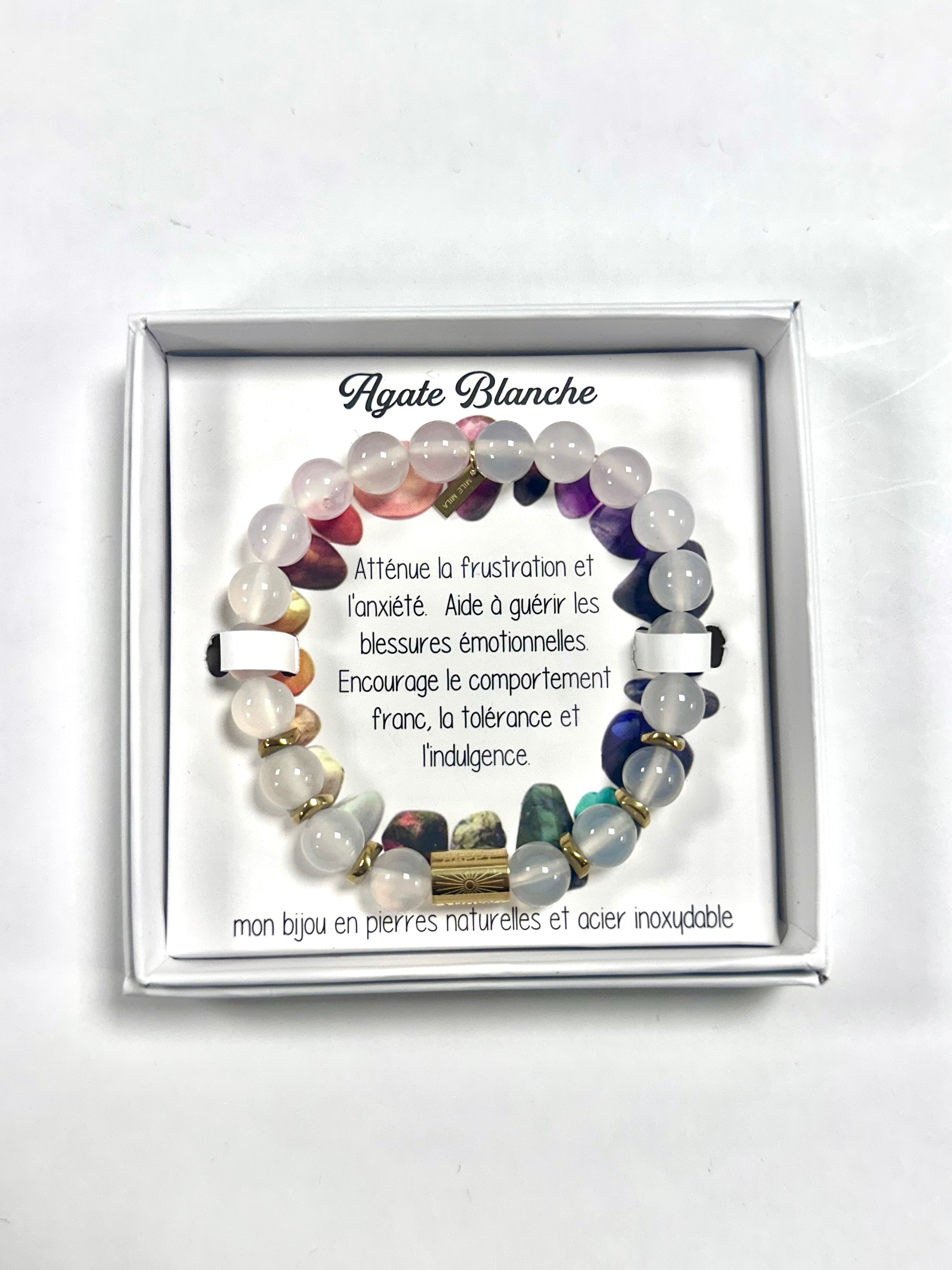 Bracelet en Pierre Naturelle - Agate Blanche