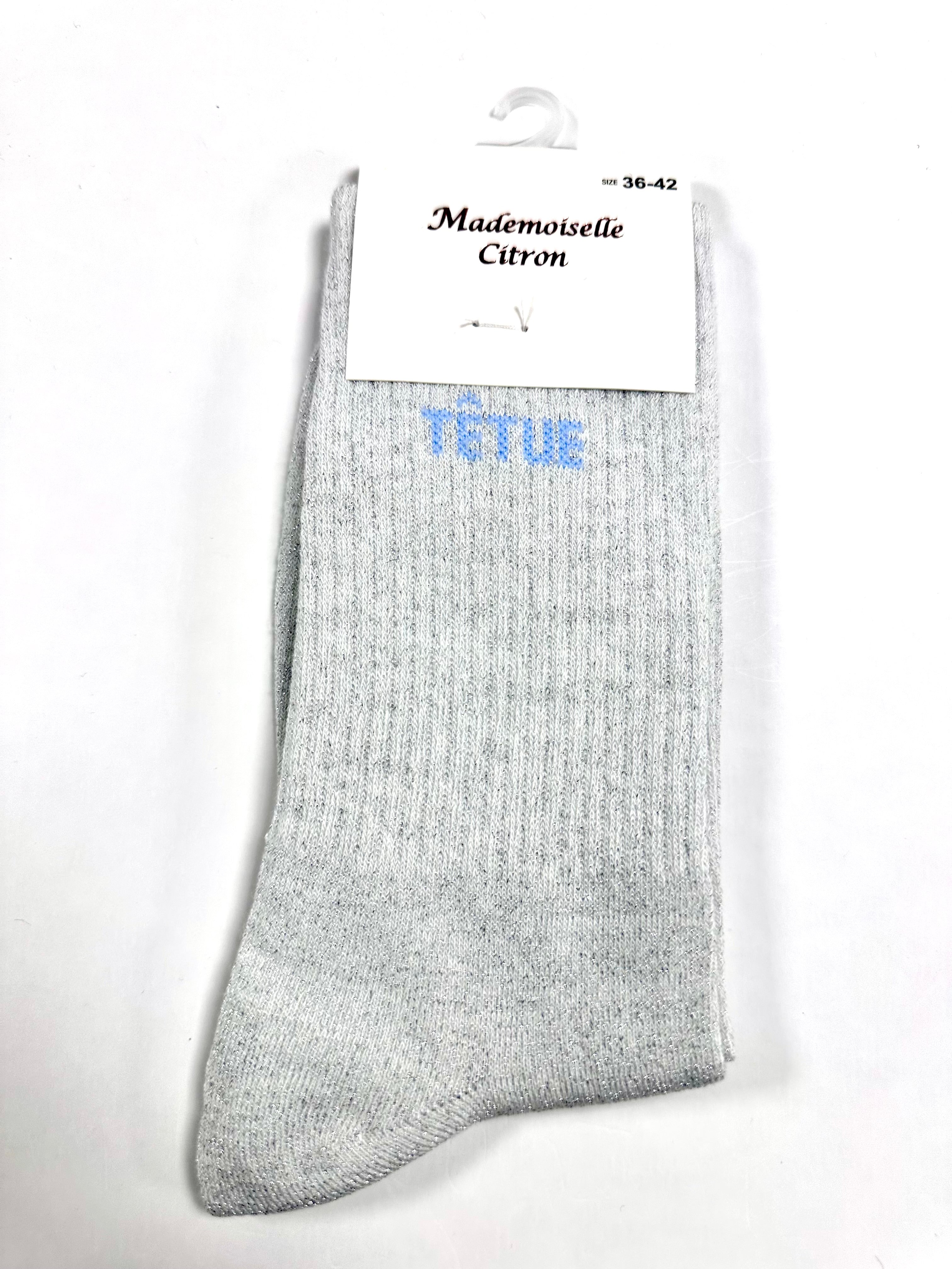 Chaussettes à Paillettes - Têtue (Gris clair)