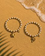 bracelets élastiques perles pampilles Palmier et tortue