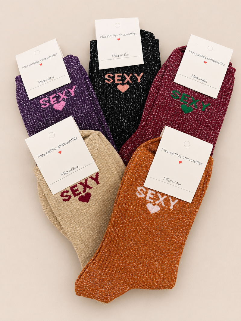Chaussettes à paillettes « Sexy » - Orange