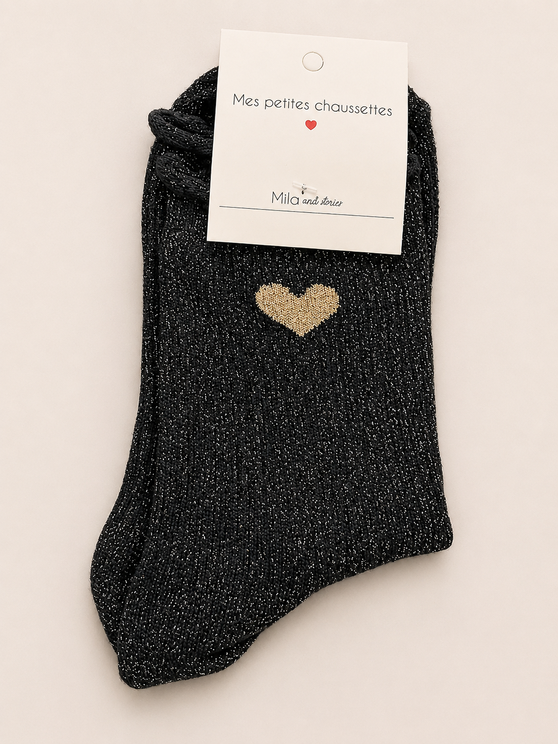 Chaussettes à paillettes « ❤️ (cœur doré) »