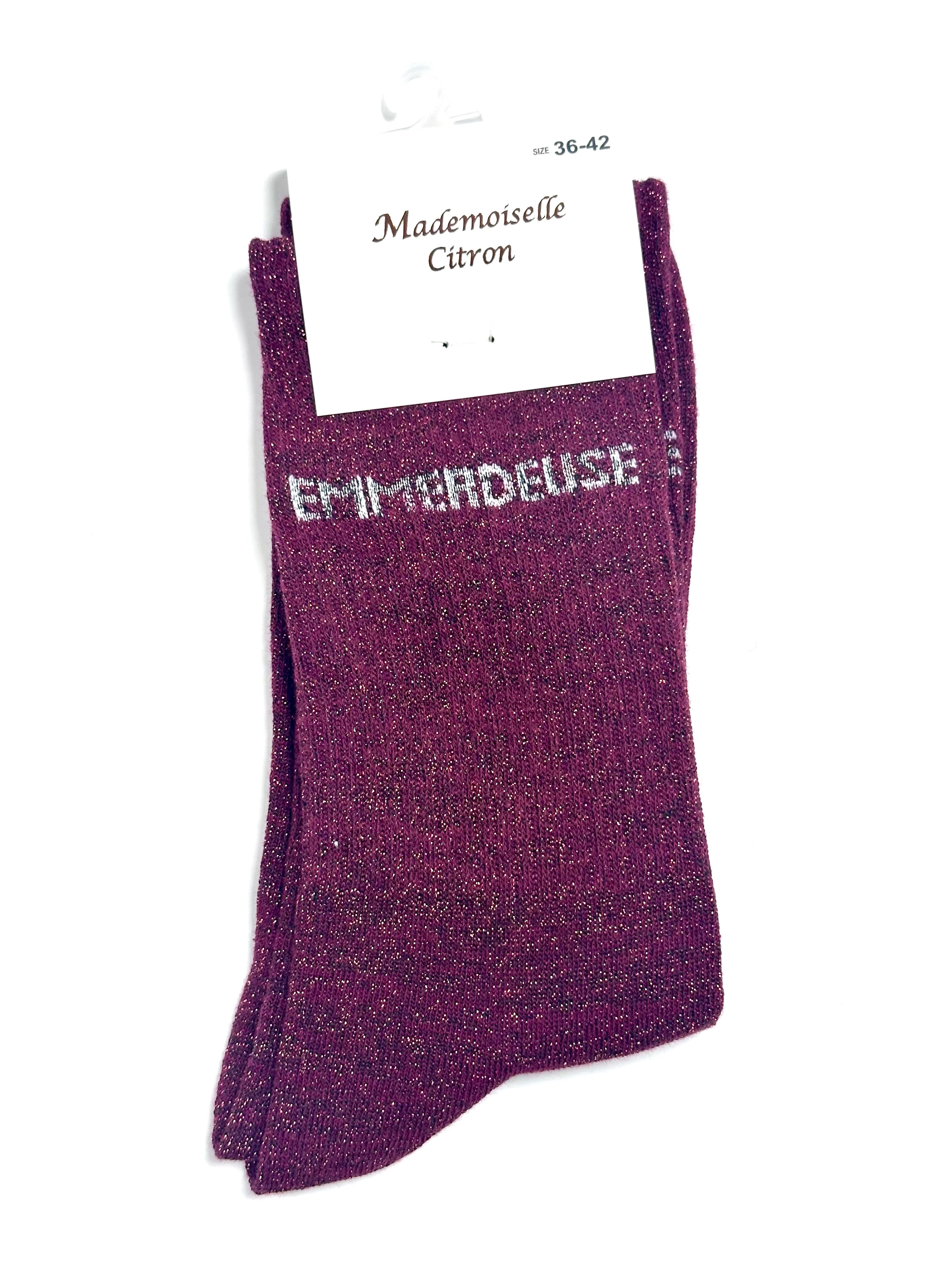 Chaussettes à Paillettes - Emmerdeuse (Rouge)