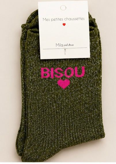 Chaussettes à paillettes « Bisous ❤️ »