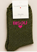 Chaussettes à paillettes « Bisous ❤️ »