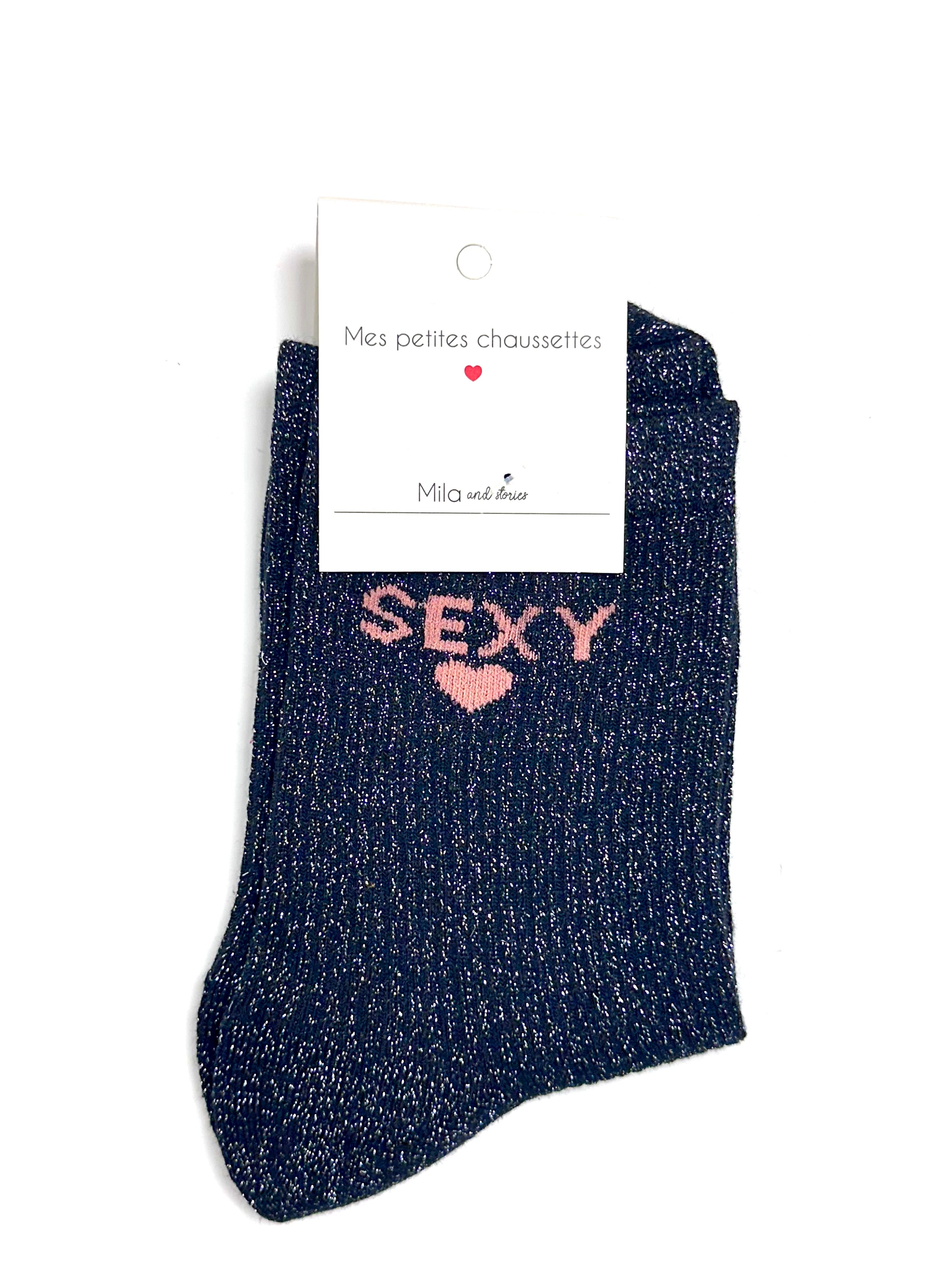 Chaussettes à paillettes « Sexy » - Noir