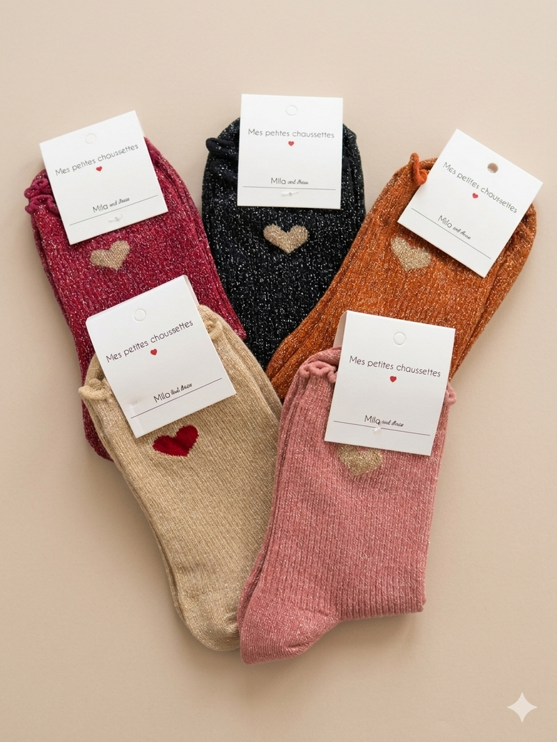 Chaussettes à paillettes « ❤️ (cœur doré) »