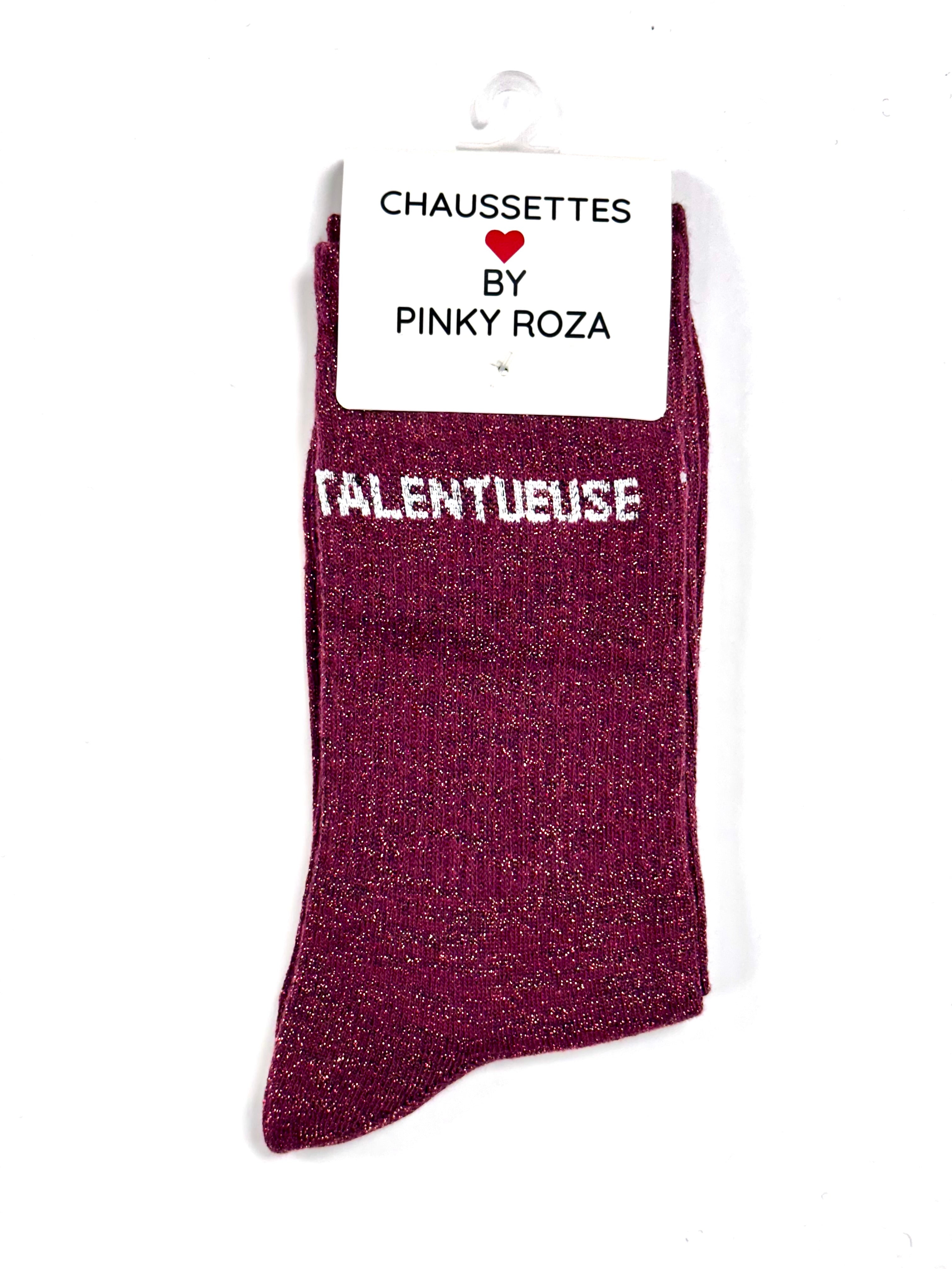 Chaussettes à paillettes « Talentueuse » - Rouge