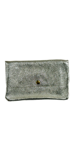 Pochette en cuir avec poche zippée intérieure - Argenté