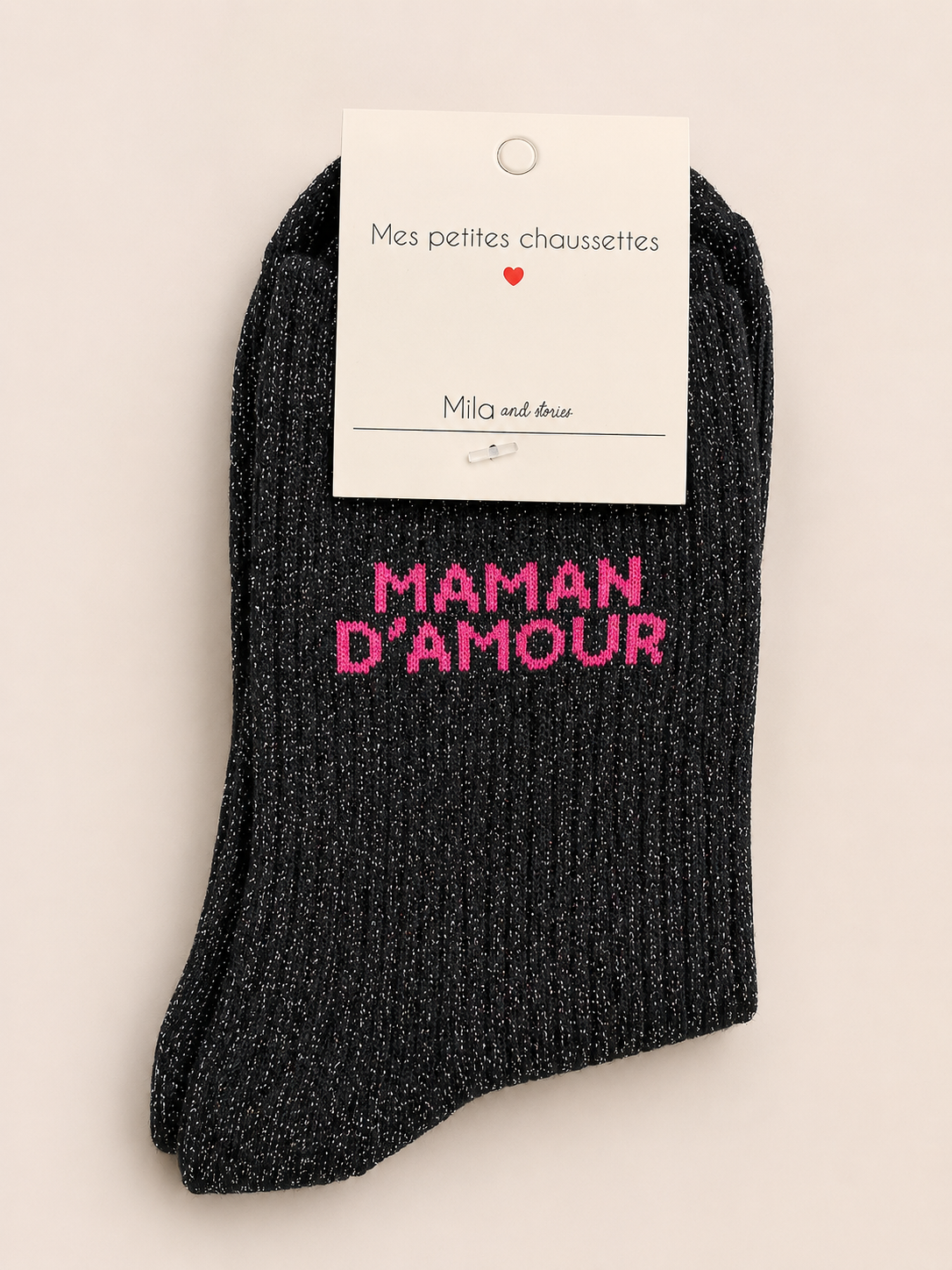 Chaussettes à paillettes « Maman d’amour »