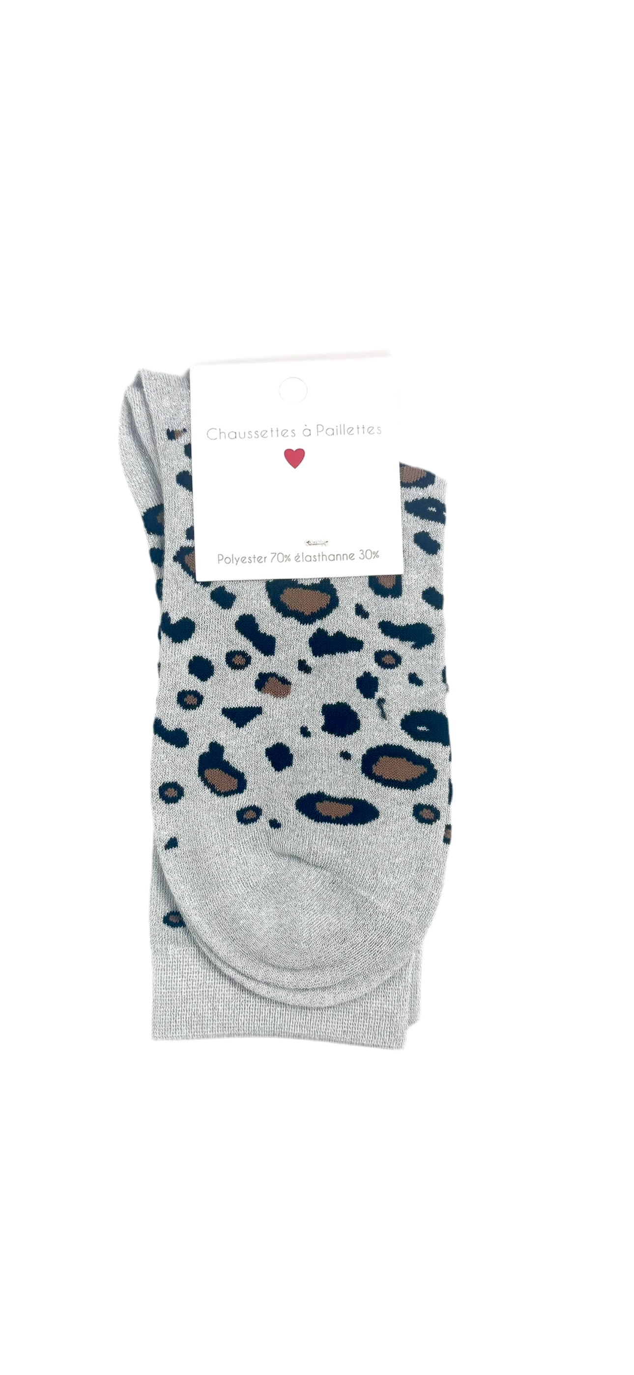 Chaussettes à Paillettes "Chieuse" - Léopard Gris