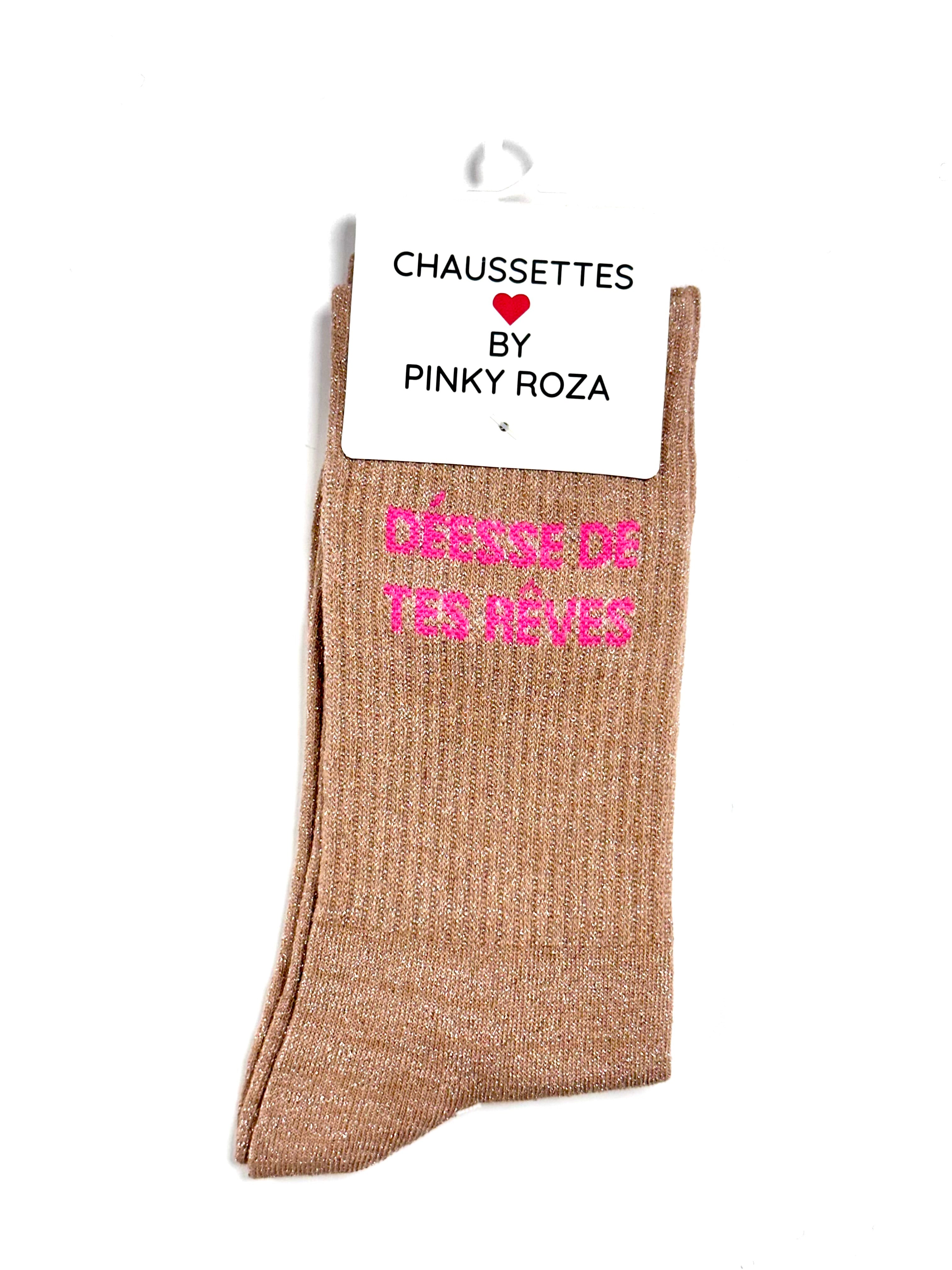 Chaussettes à paillettes « La fille Parfaite » - Rose pâle