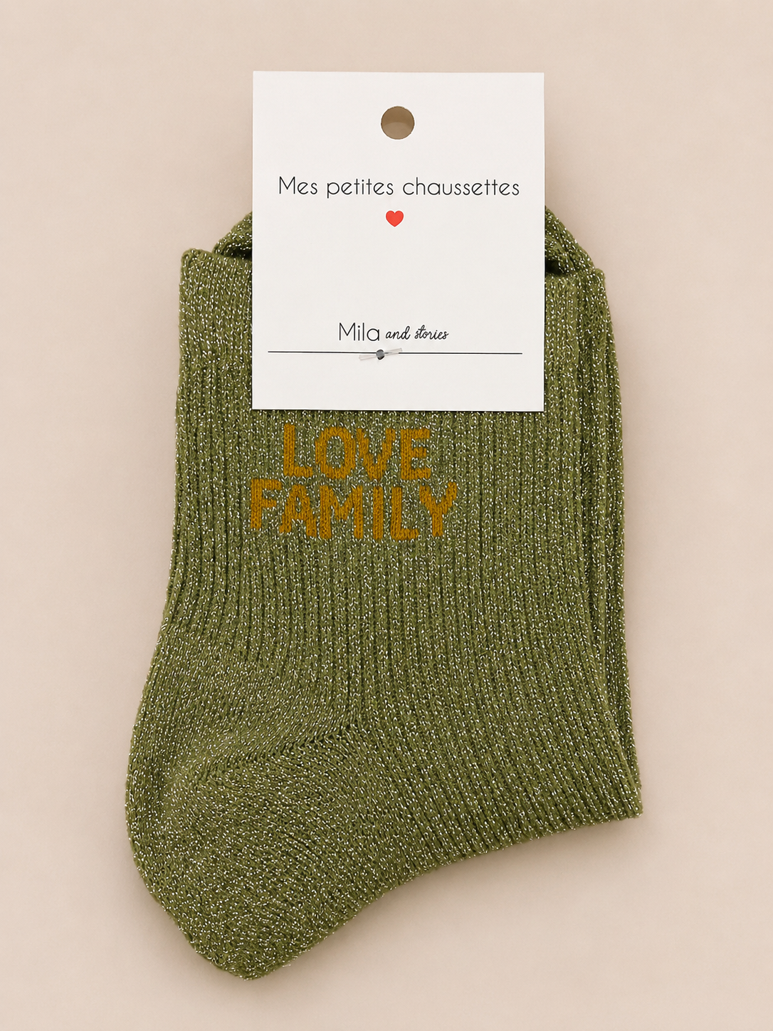 Chaussettes à paillettes « Love Family »