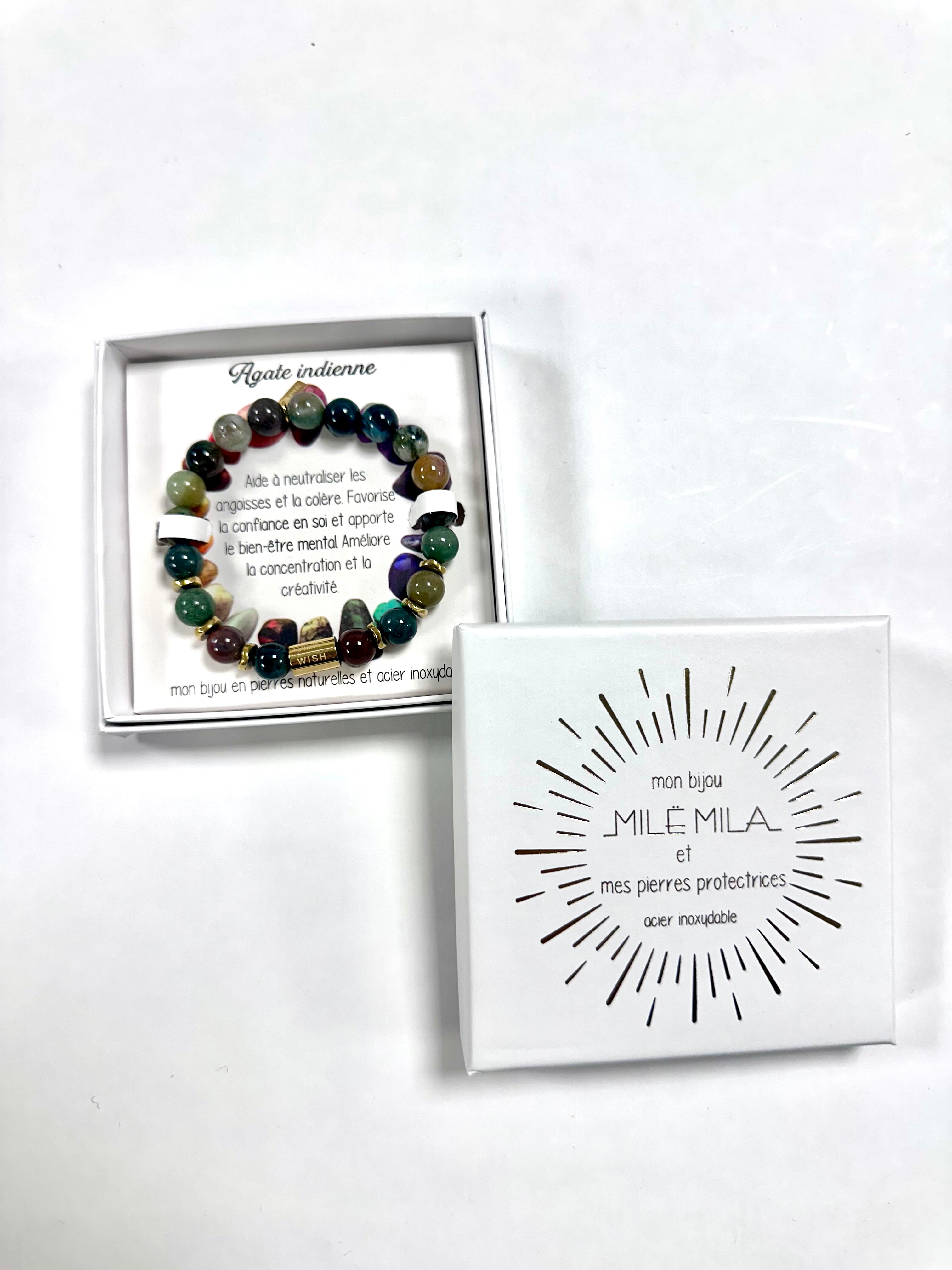 Bracelet en Pierre Naturelle - Agate Indienne M