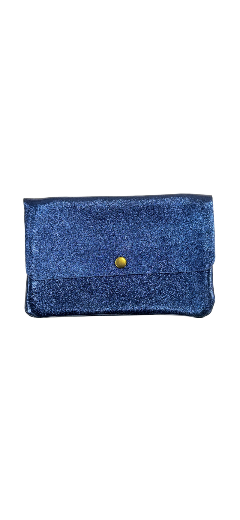Pochette en cuir avec poche zippée intérieure - Bleu