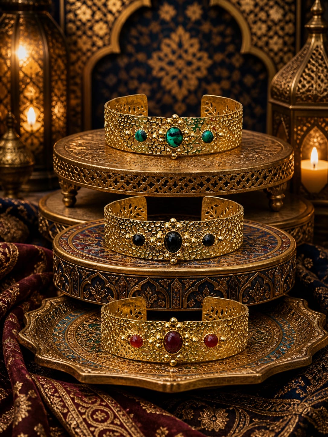 Bracelet Manchette Triple Pierre