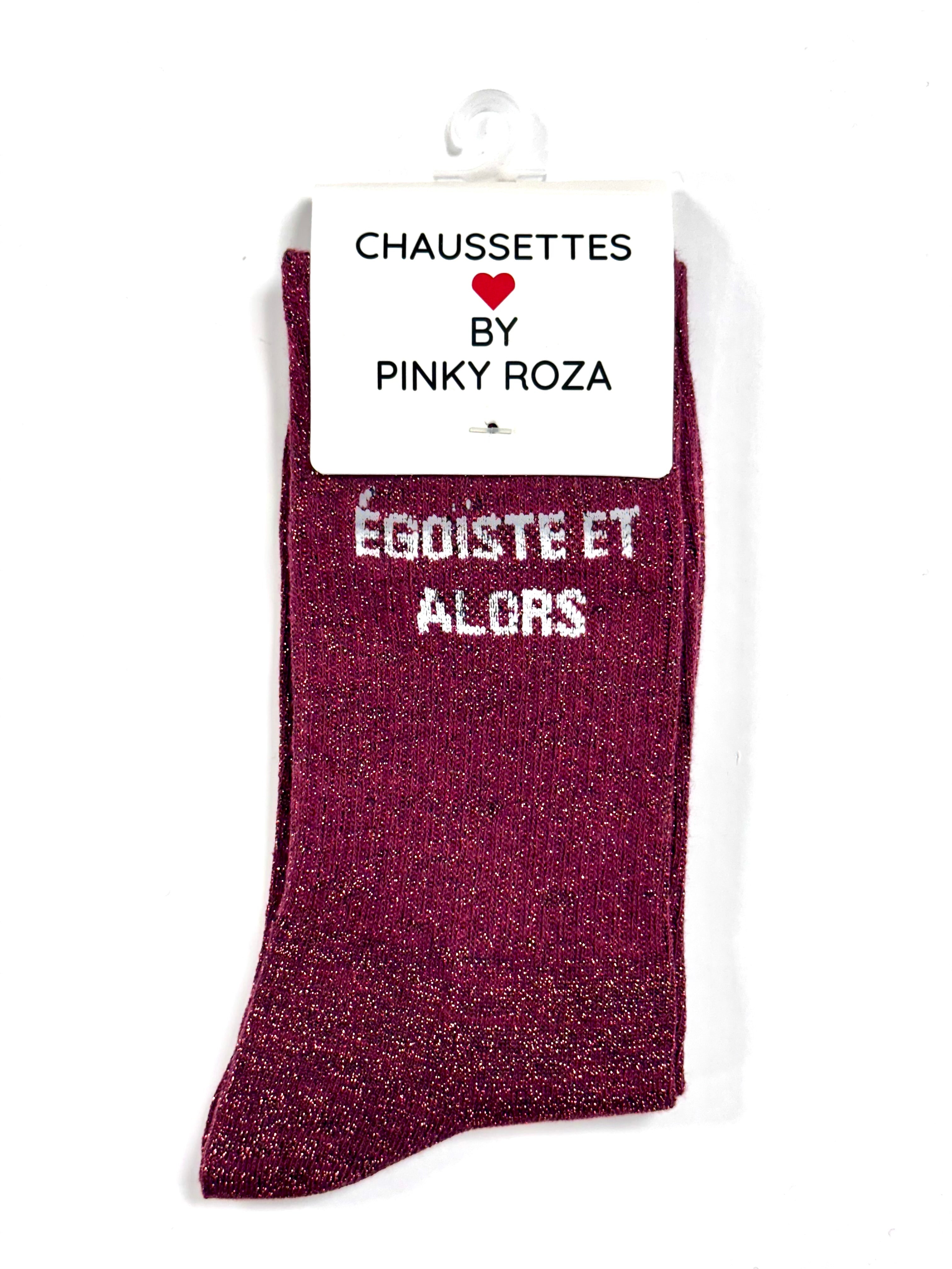 Chaussettes à paillettes « Égoïste et alors » - Rouge
