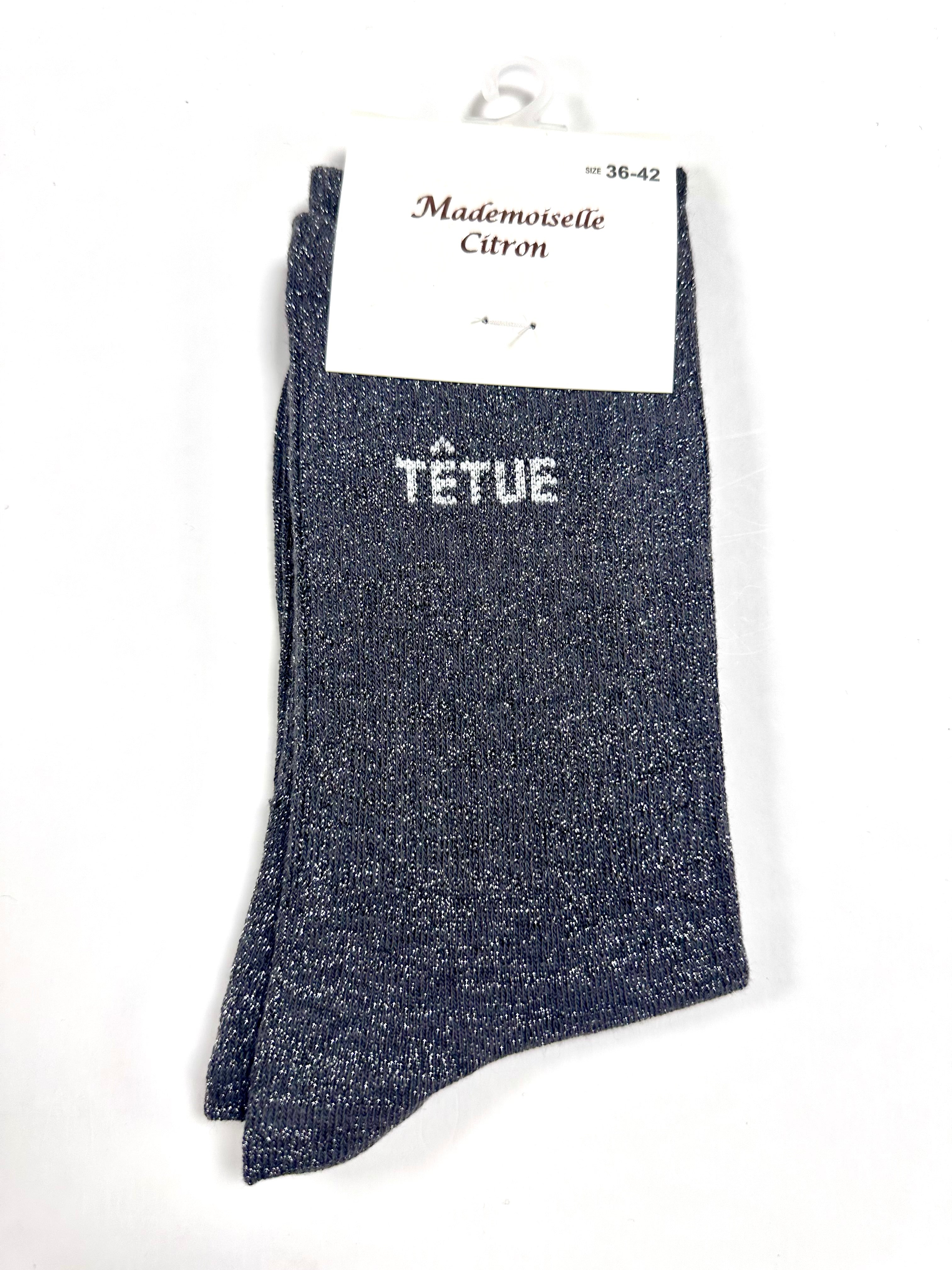 Chaussettes à Paillettes - Têtue (Gris foncé)