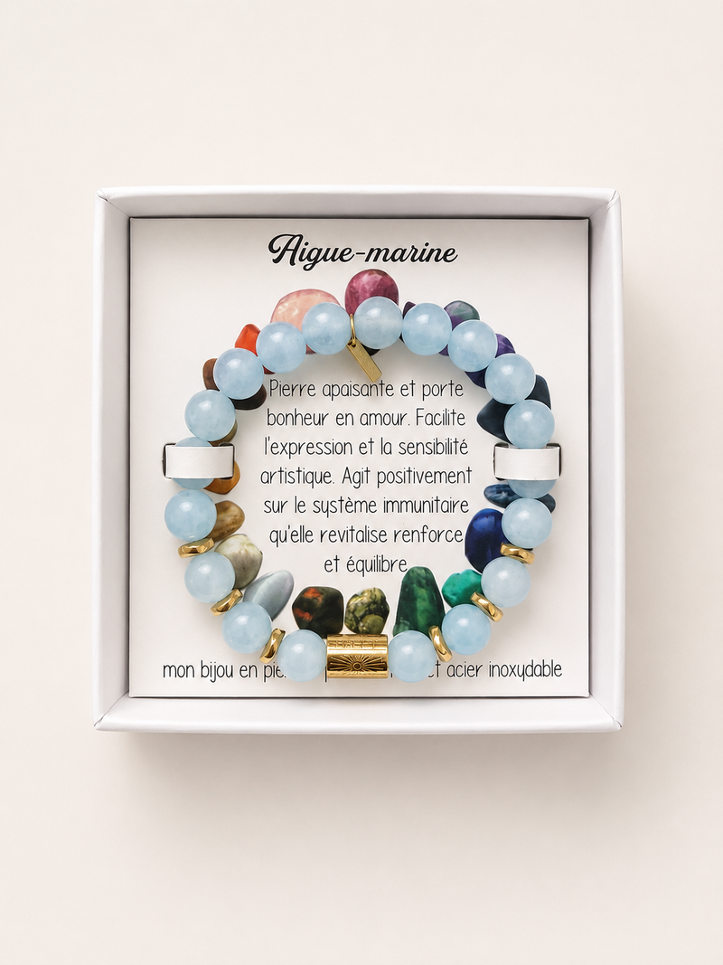 Bracelet en pierre — Aigue marine