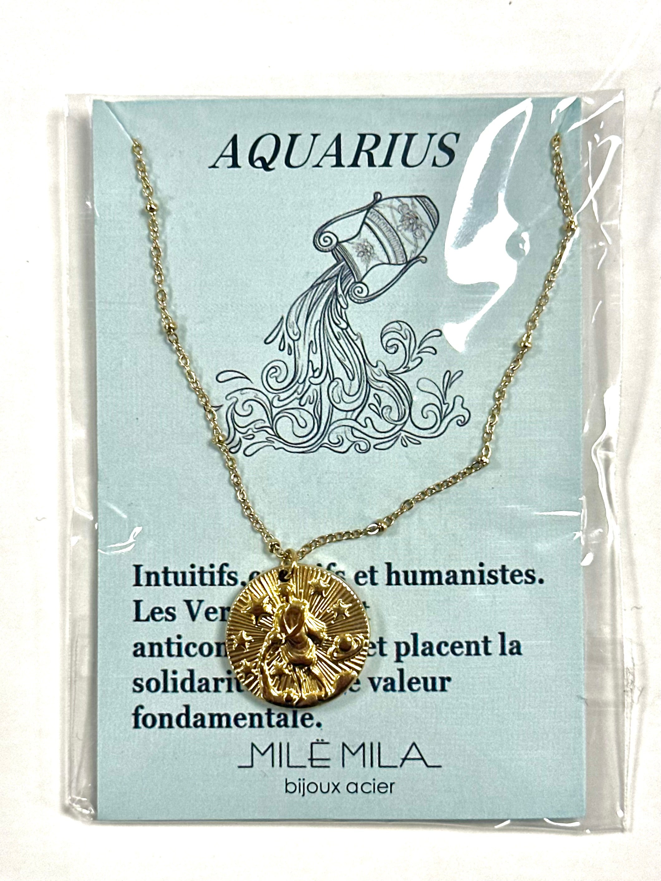 Collier zodiaque Verseau en acier inoxydable – La Tienda