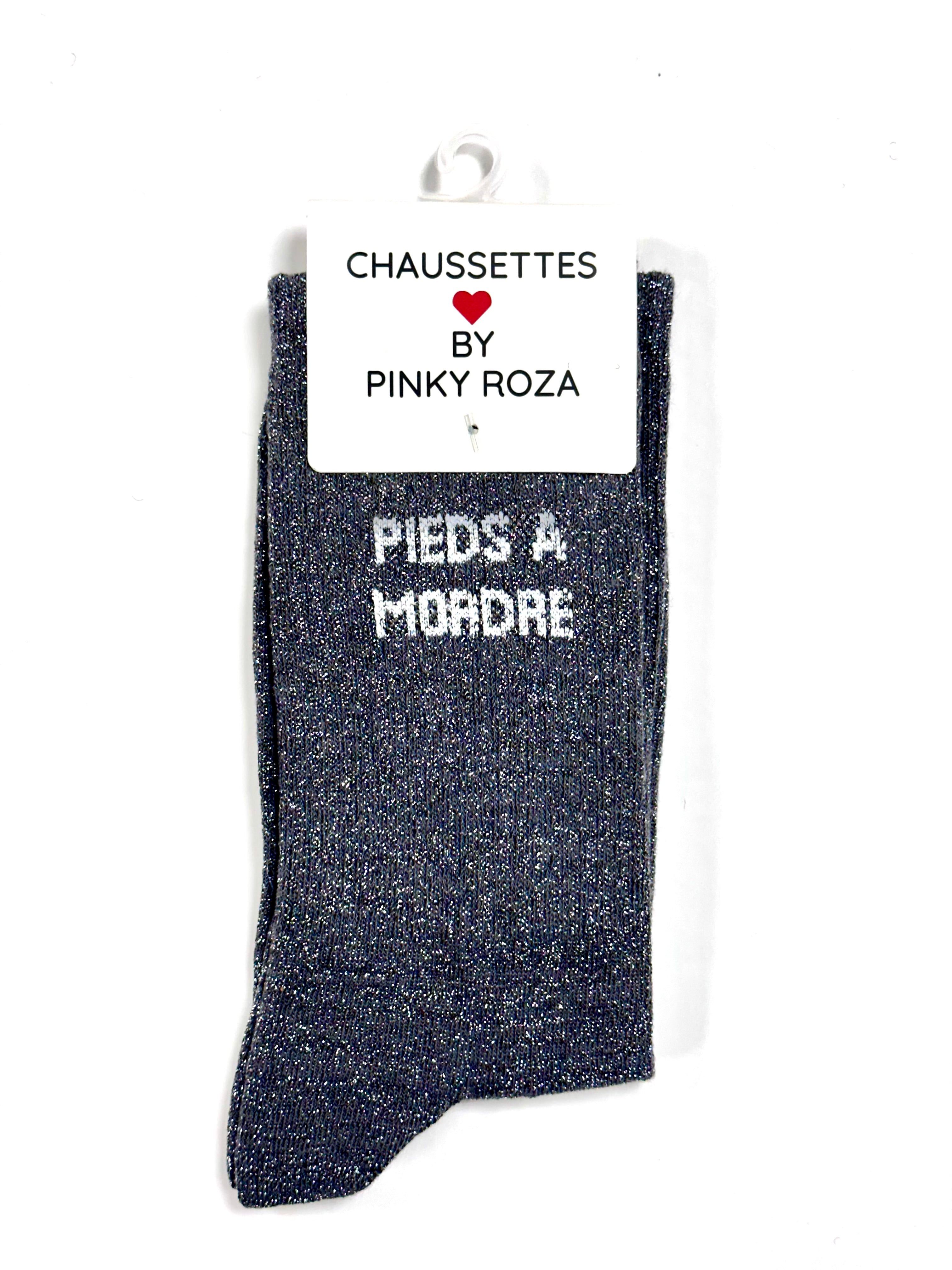 Chaussettes à paillettes « Pieds à mordre » - Gris foncé