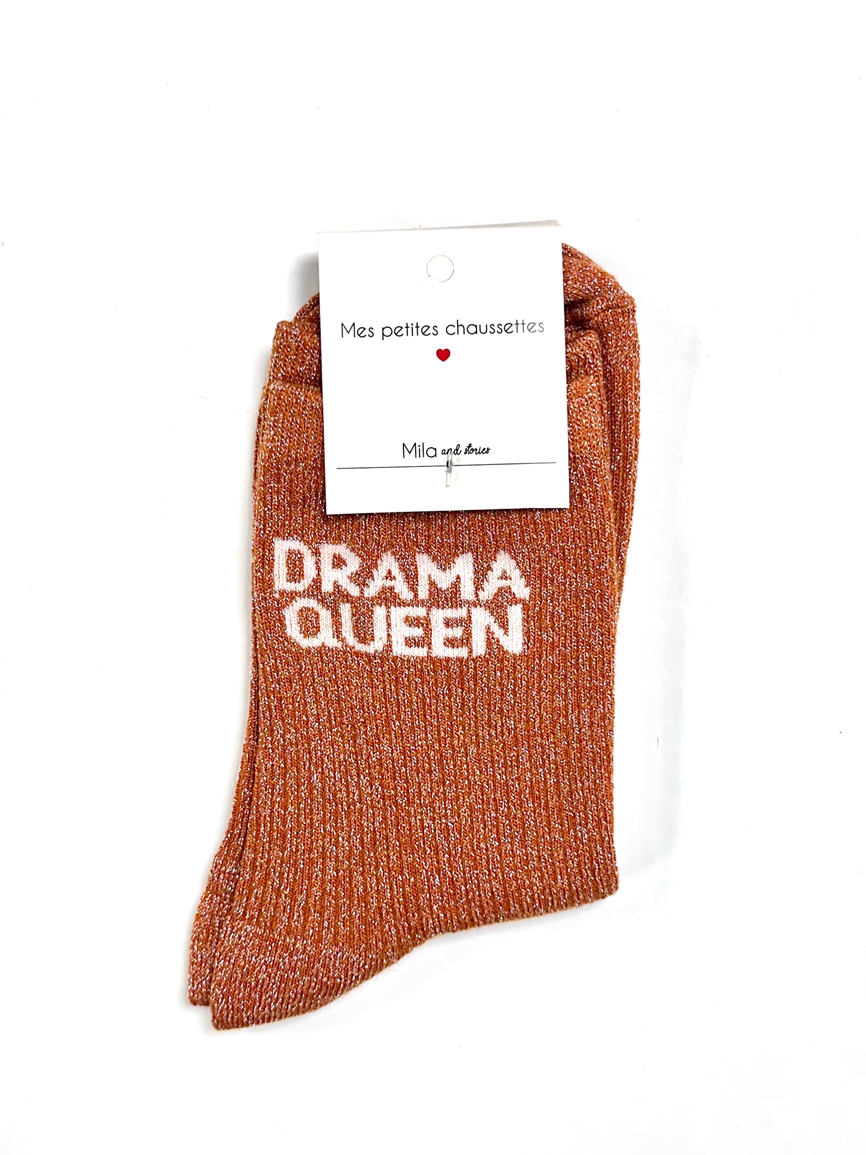 Chaussettes à paillettes « Drama queen » - Orange