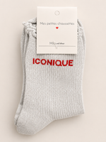 Chaussettes à paillettes « Iconique » - Blanc
