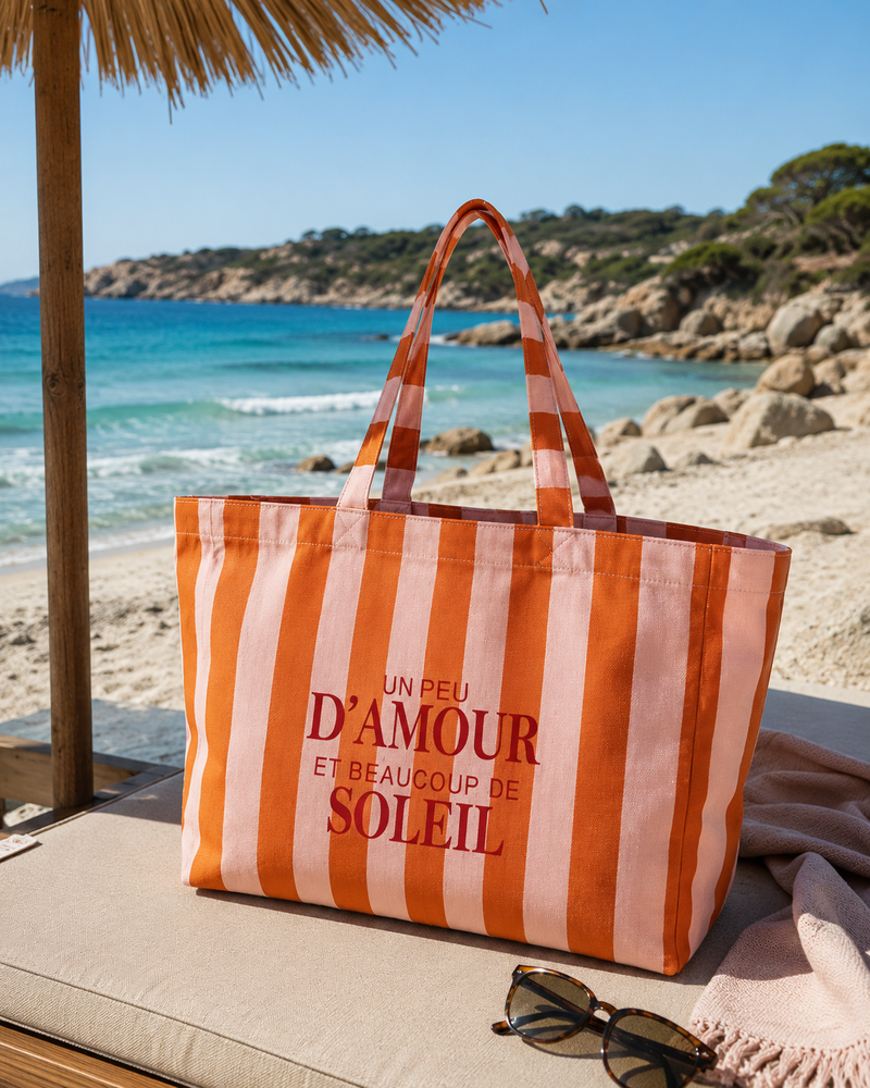 Tote Bag Un Peu d’Amour et Beaucoup de Soleil Orange