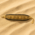 Bracelet en tissu doré réglable en acier