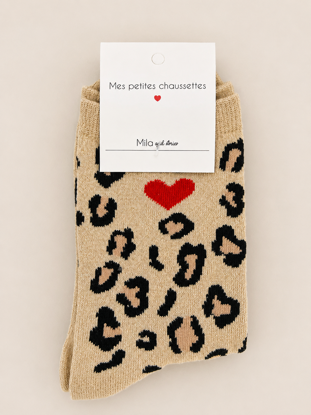 Chaussettes à paillettes « (Cœur rouge) ❤️ » - Léopard