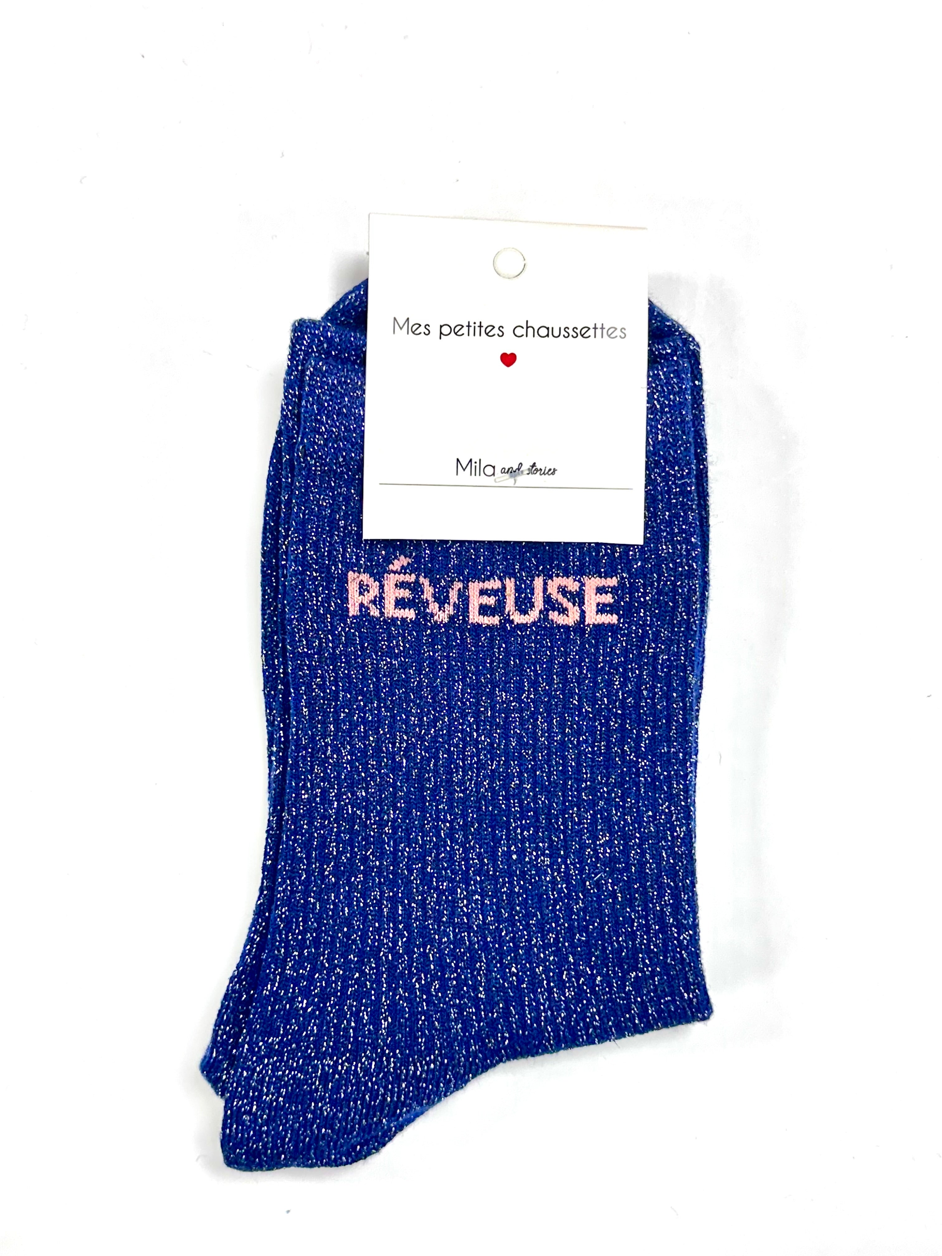 Chaussettes à paillettes « Rêveuse » - Bleu