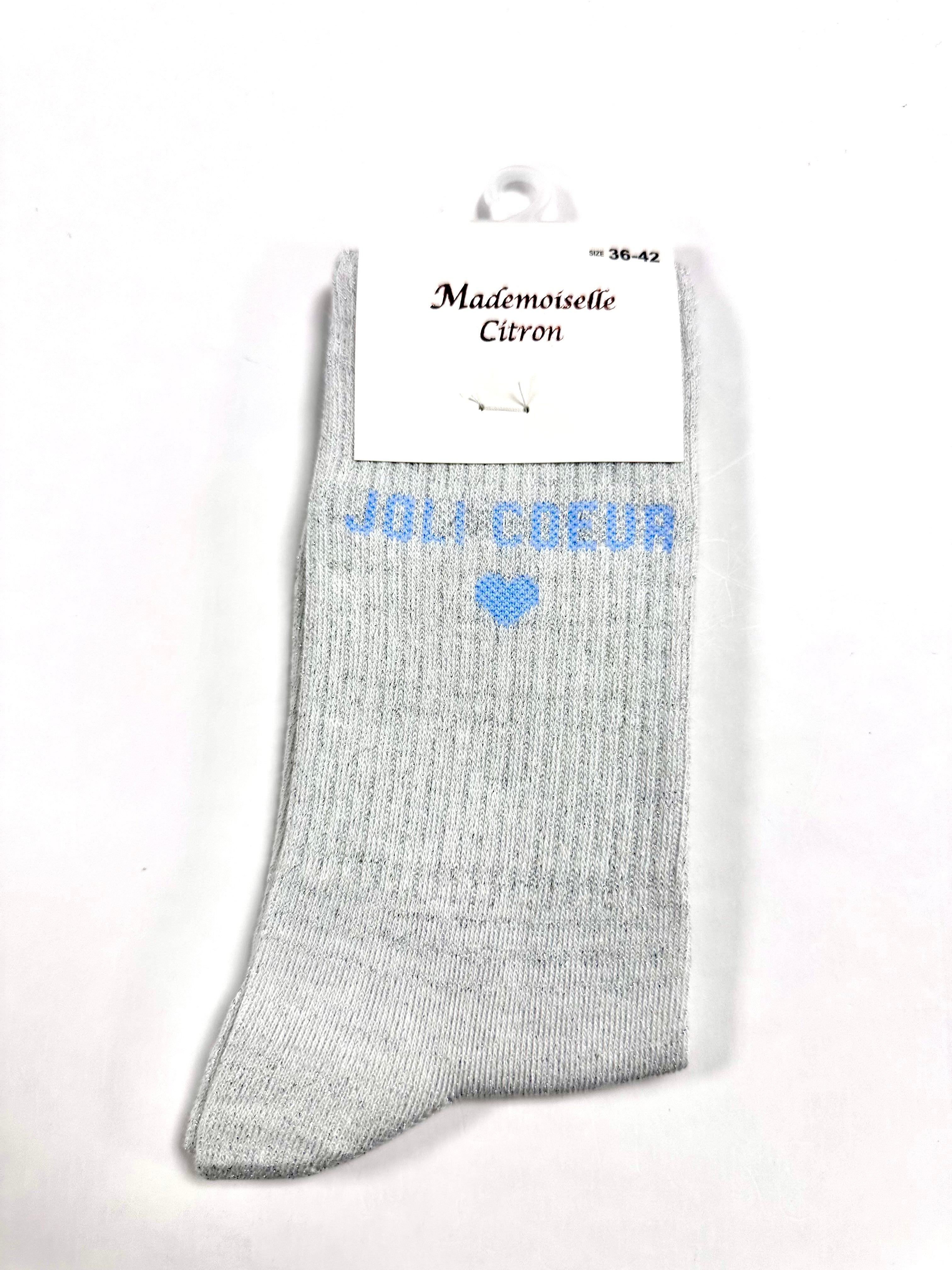 Chaussettes à Paillettes - Jolie cœur ❤️ (Gris clair)