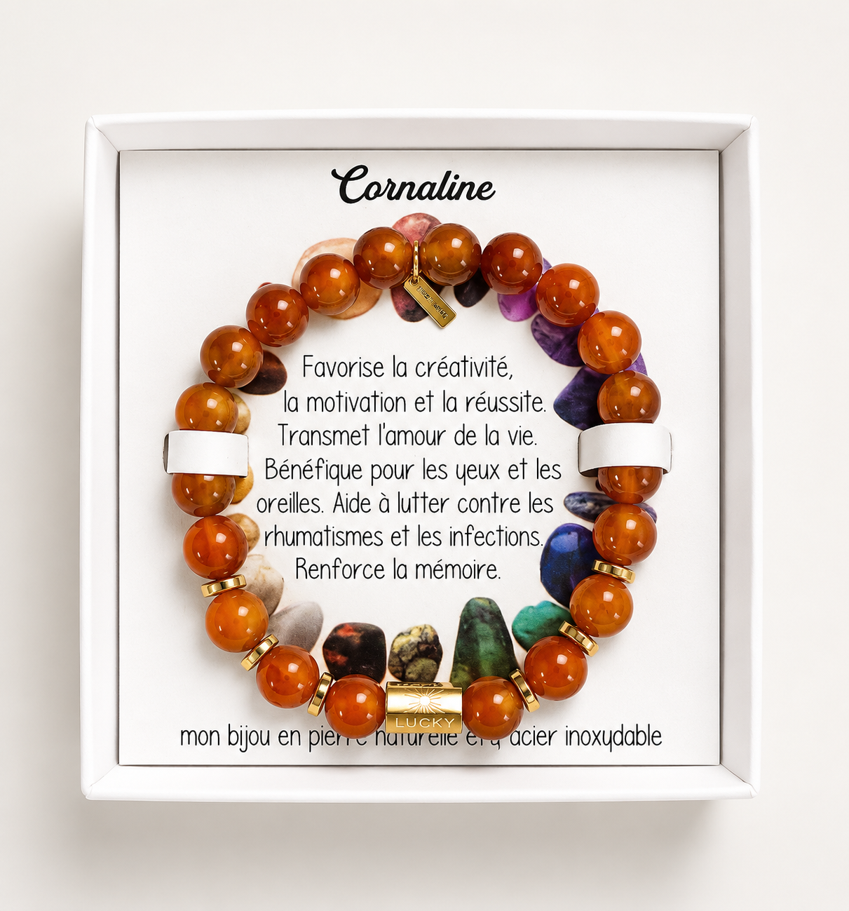 Bracelet en pierre — Cornaline