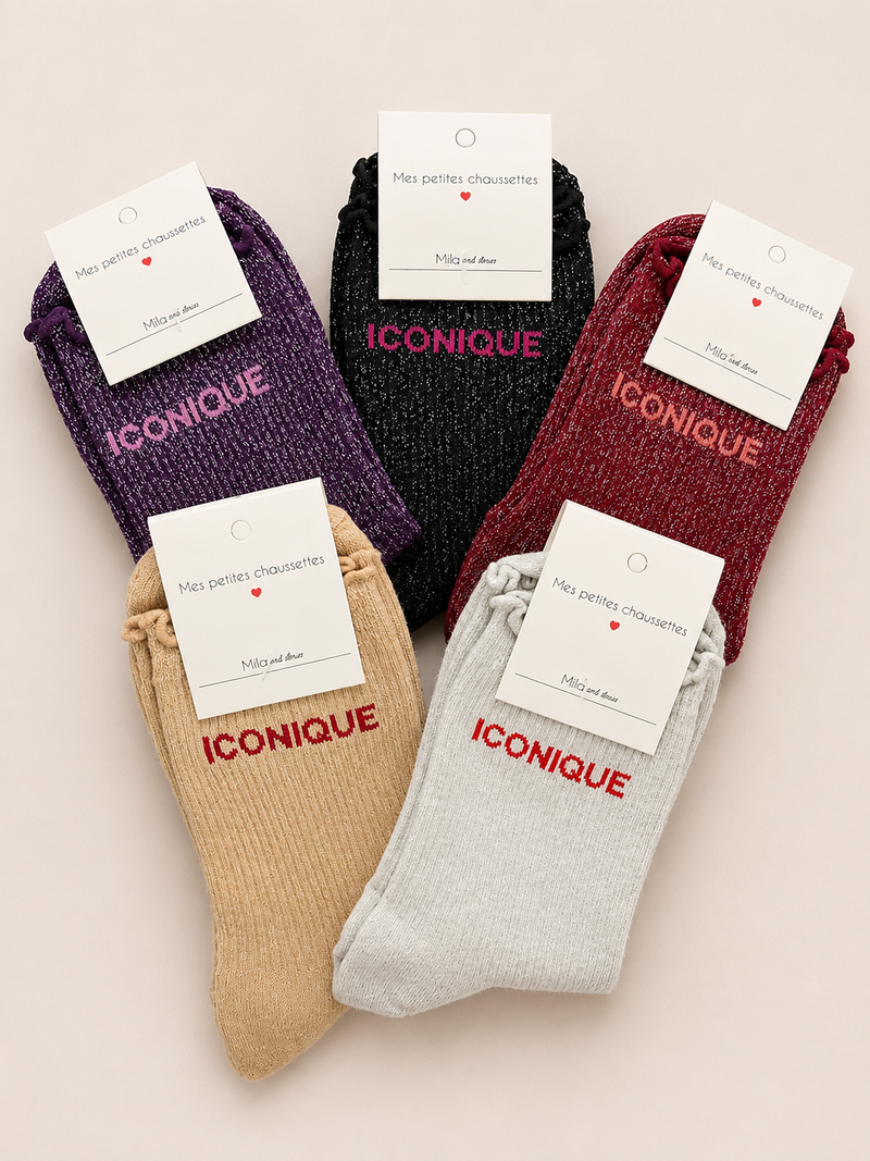 Chaussettes à paillettes « Iconique » - Blanc