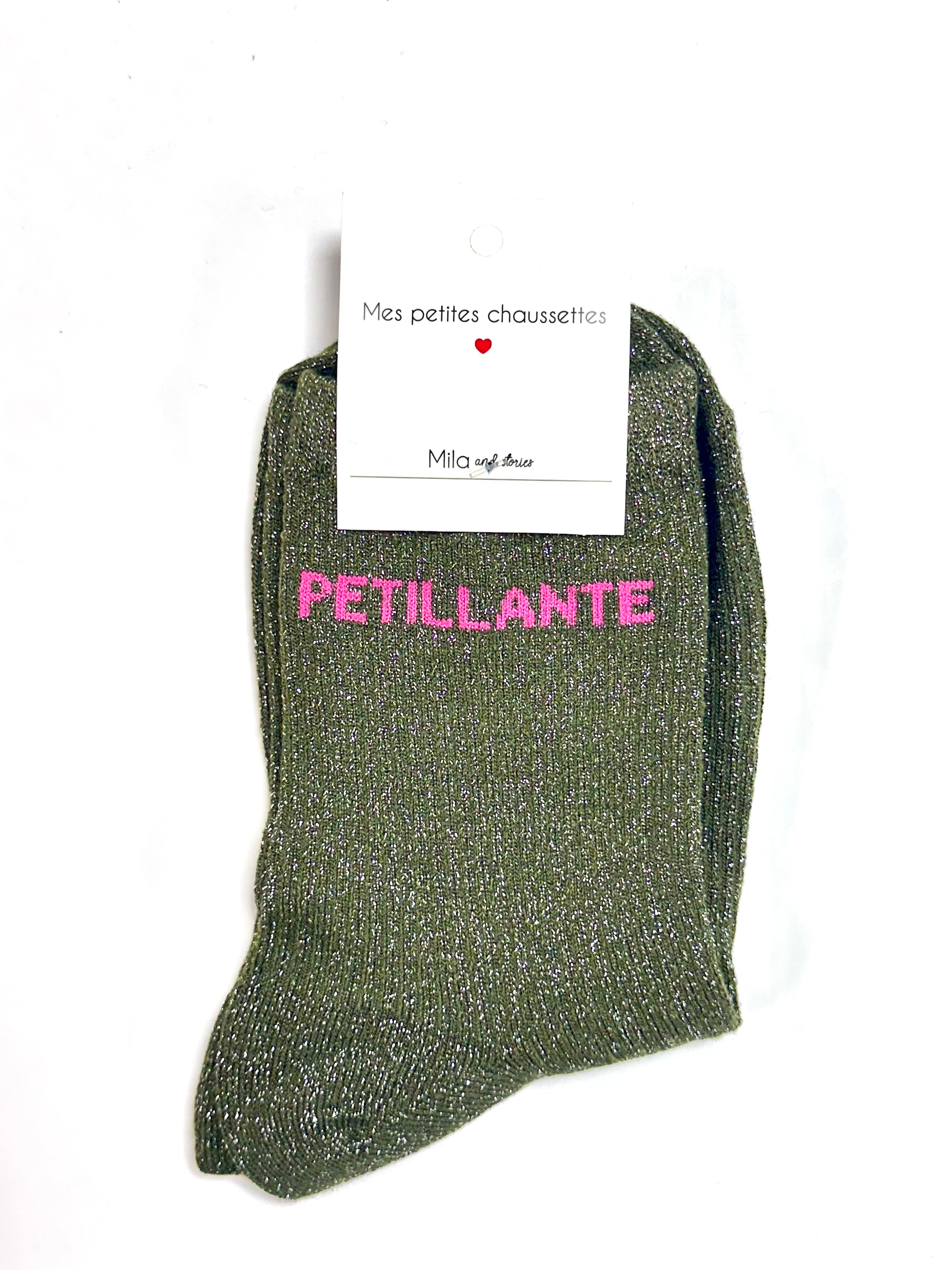 Chaussettes à paillettes « Pétillante » - Vert