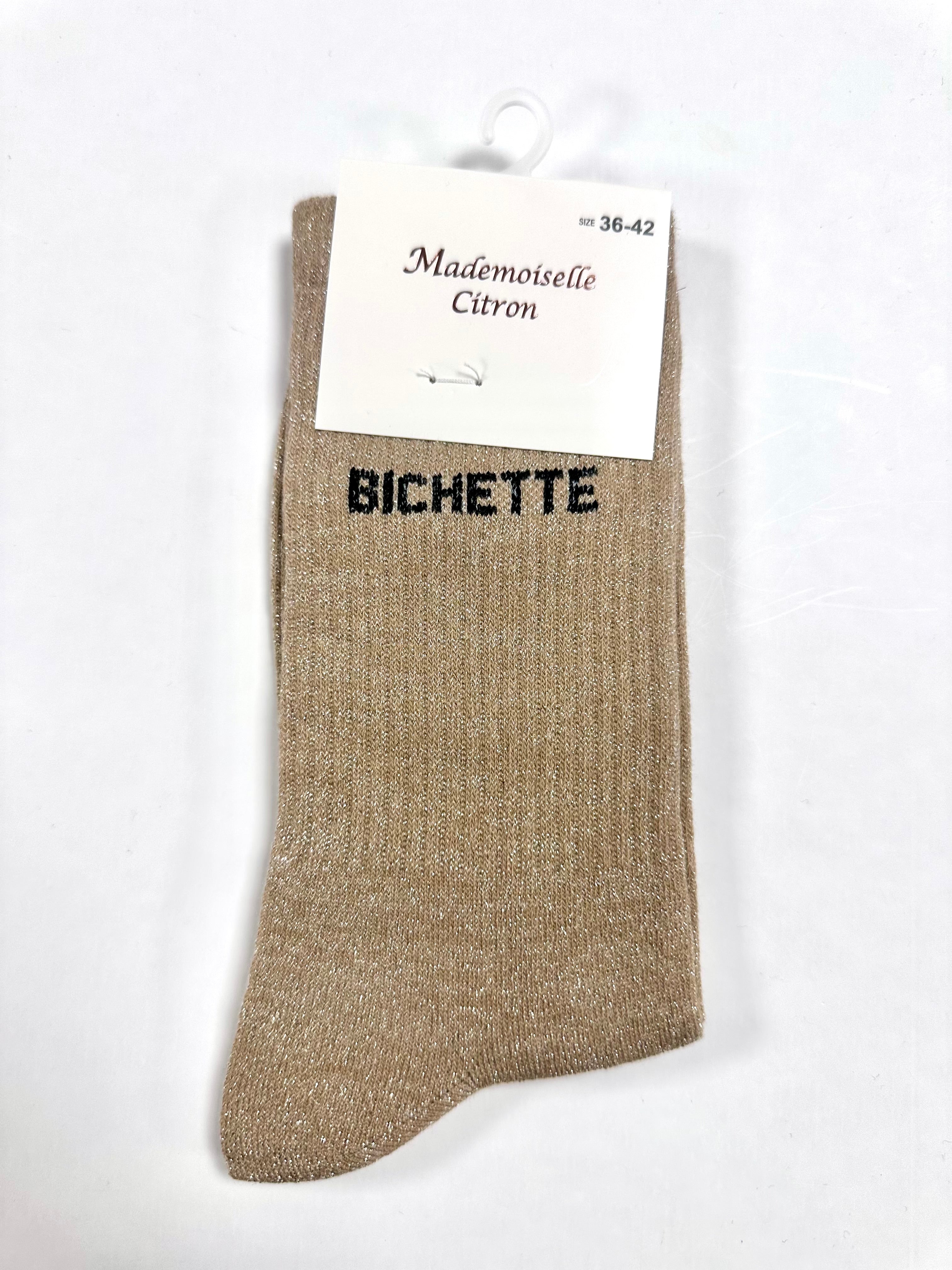 Chaussettes à Paillettes - Bichette ( Beige )