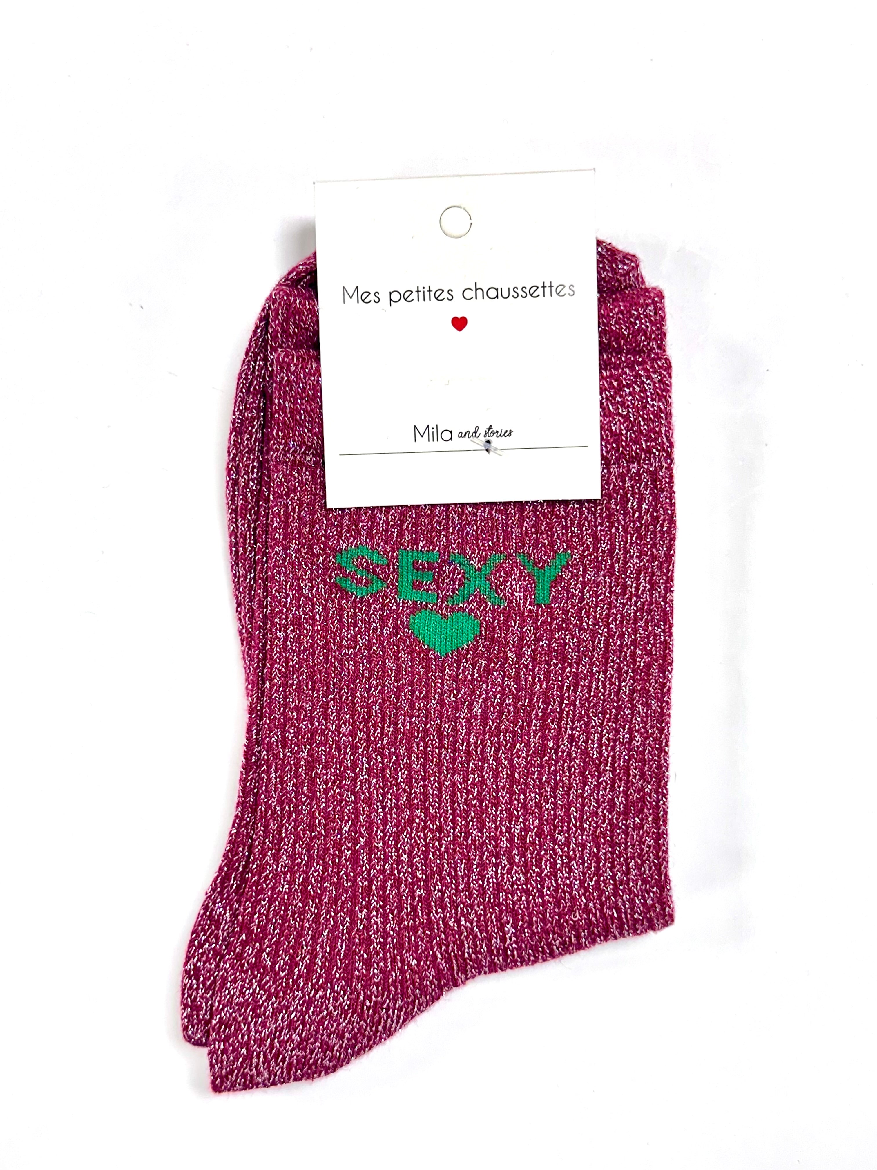 Chaussettes à paillettes « Sexy » - Rouge