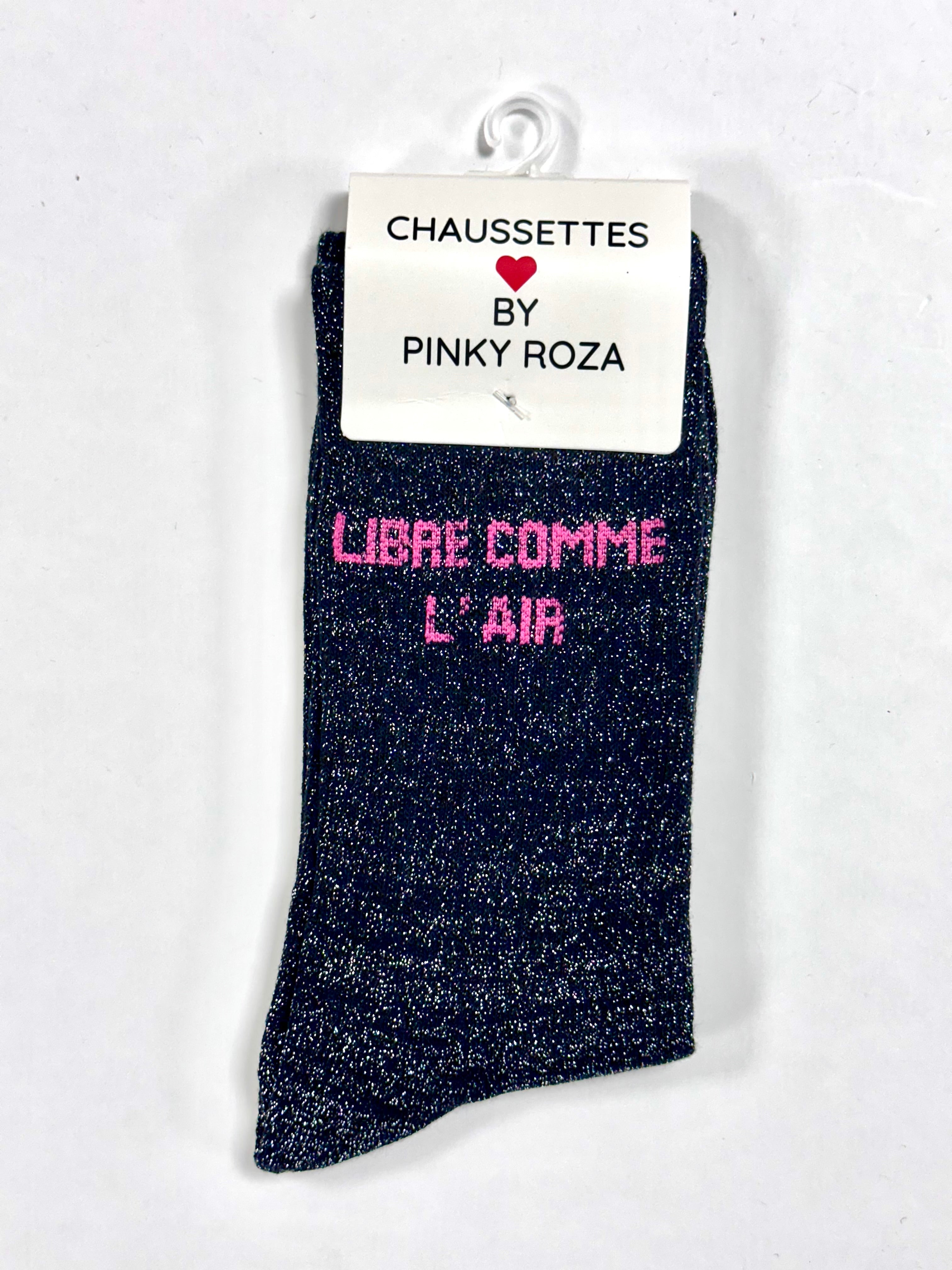 Chaussettes à paillettes « Libre comme l’air » - Noir