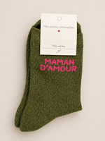 Chaussettes à paillettes « Maman d’amour »
