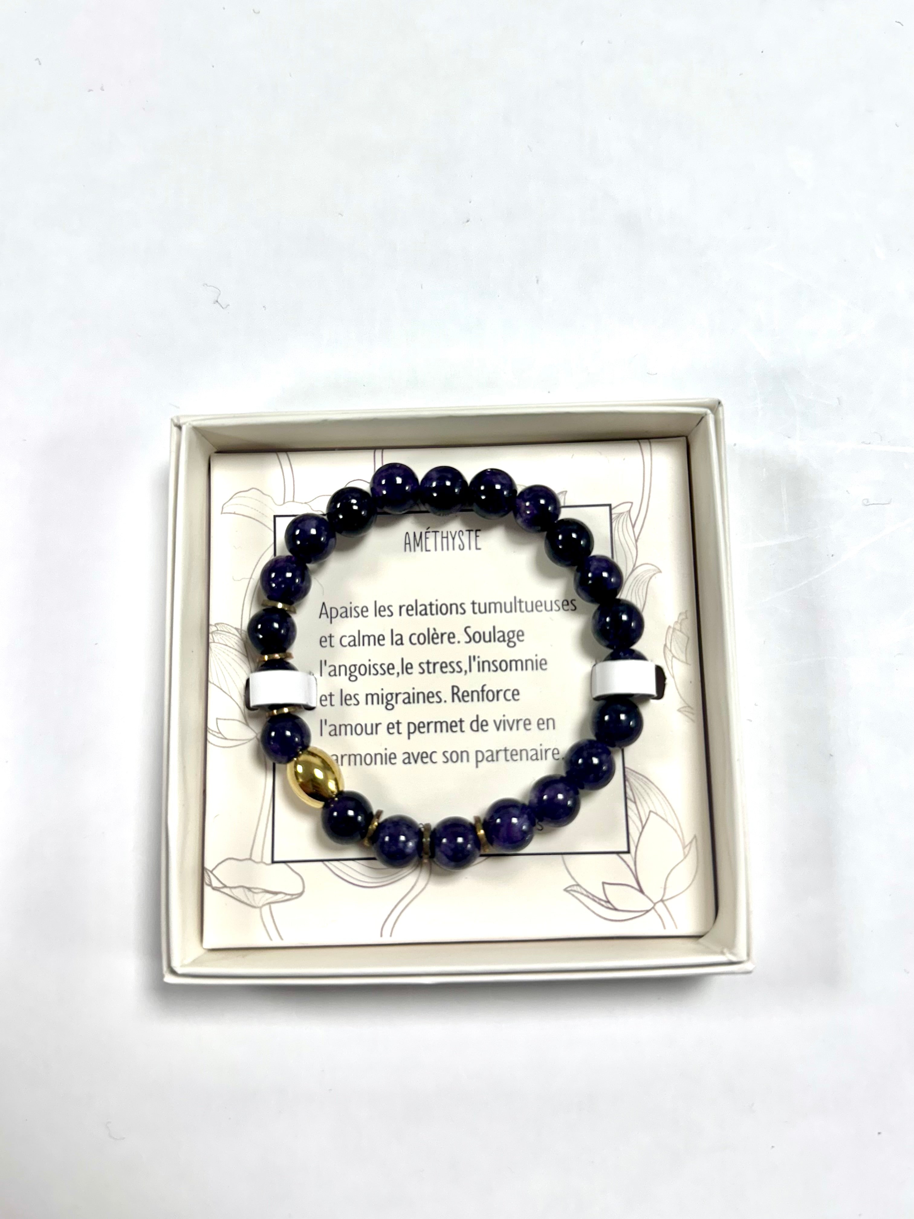 Bracelet en Pierre Naturelle - Améthyste