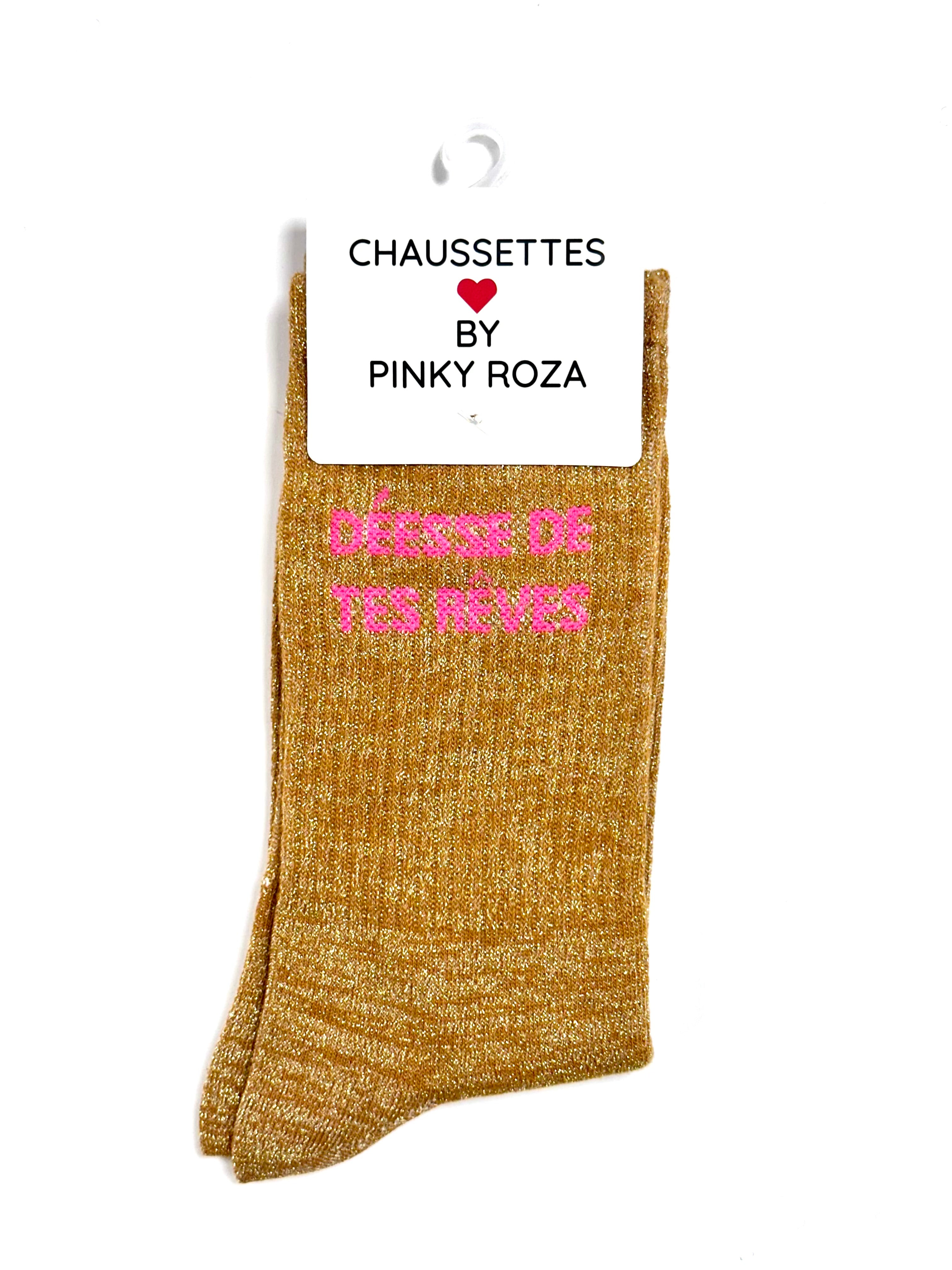 Chaussettes à paillettes « Déesse de tes rêves » - Jaune