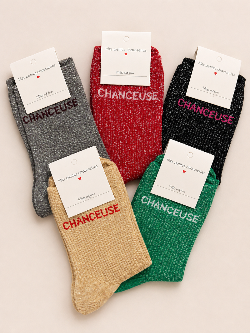 Chaussettes à paillettes « Chanceuse »
