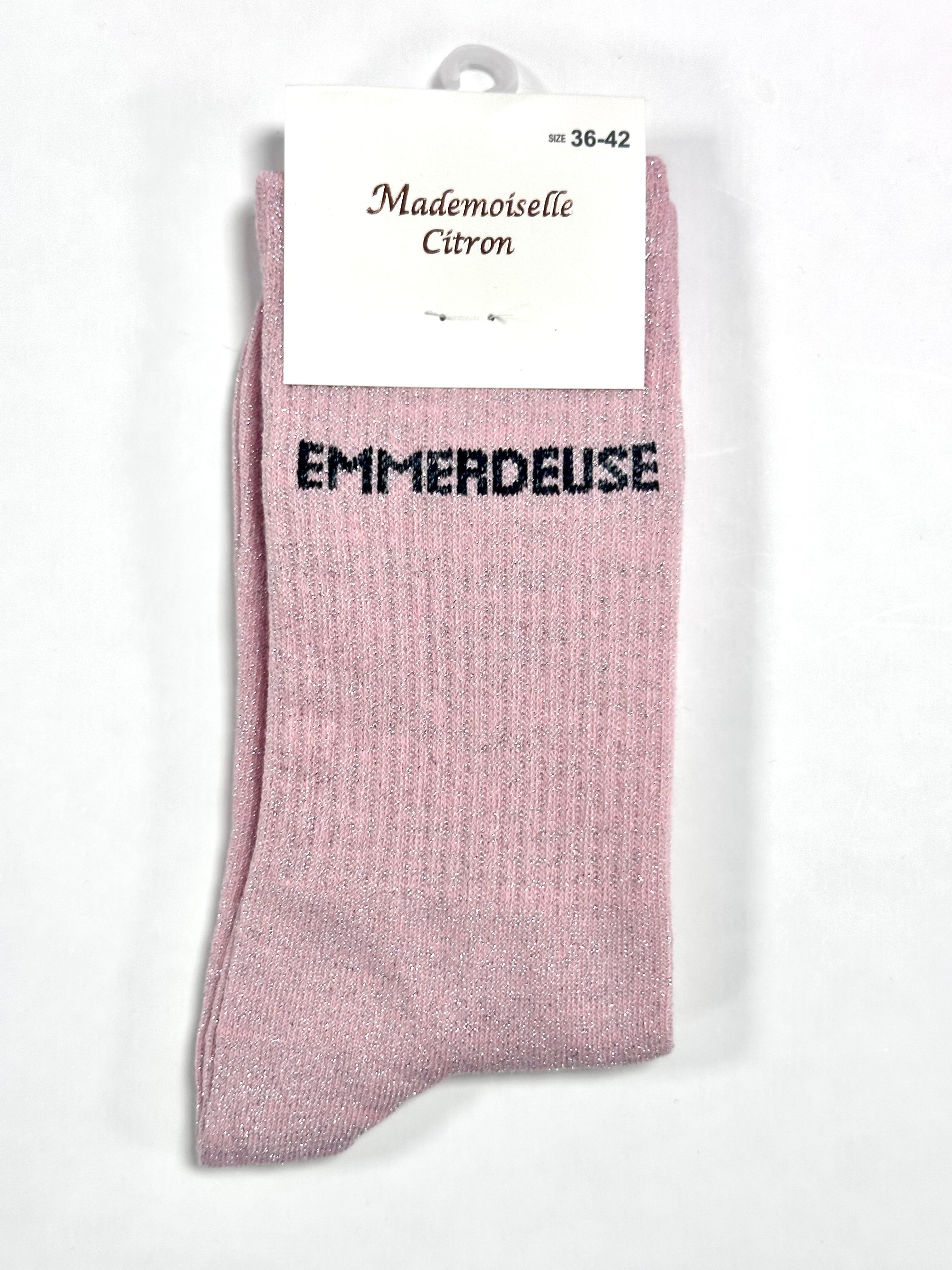 Chaussettes à Paillettes - Emmerdeuse (Rose)