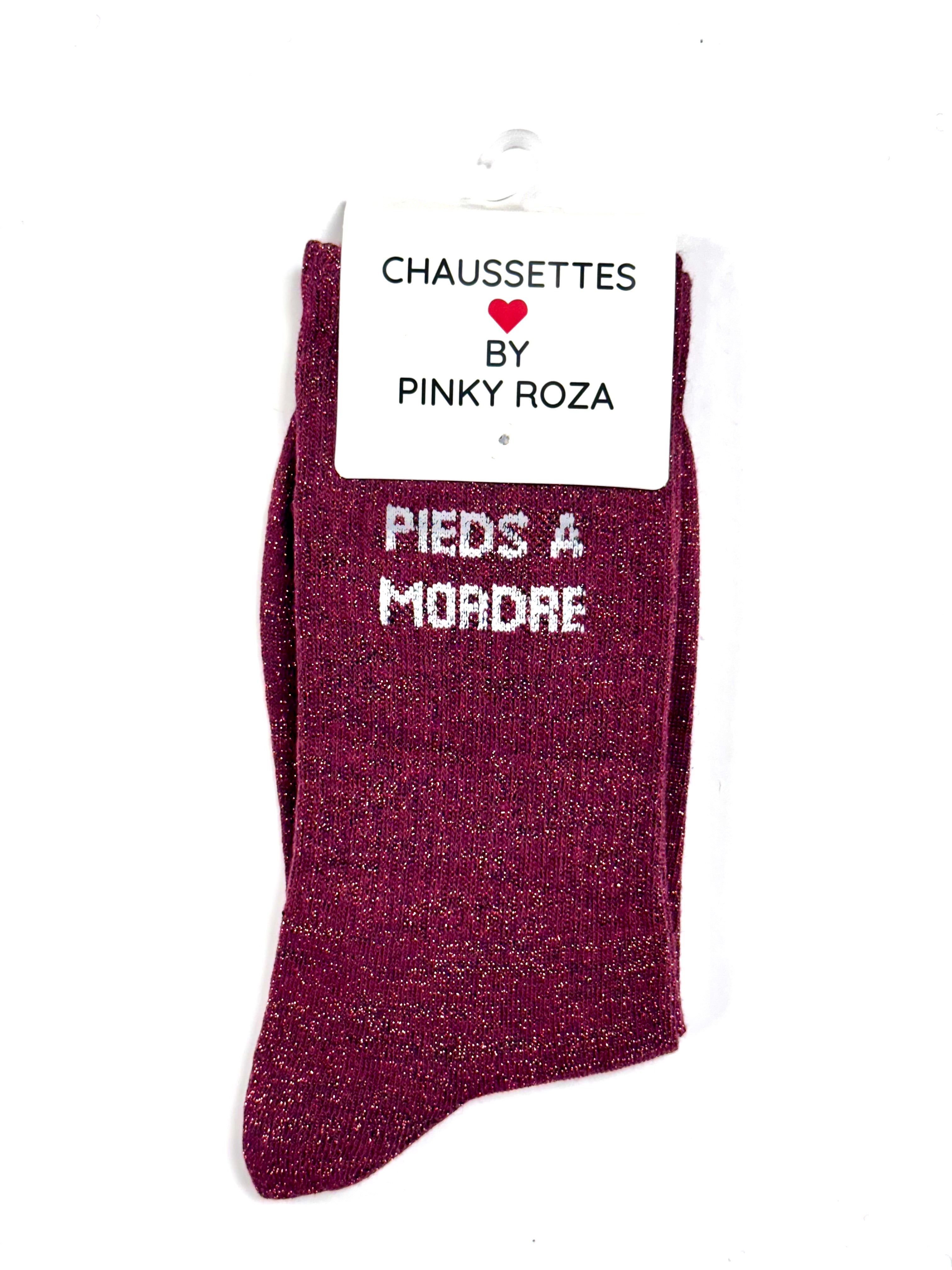 Chaussettes à paillettes « Pieds à mordre » - Rouge