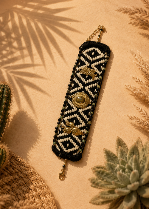 Bracelet Tissus et Pierre Falco