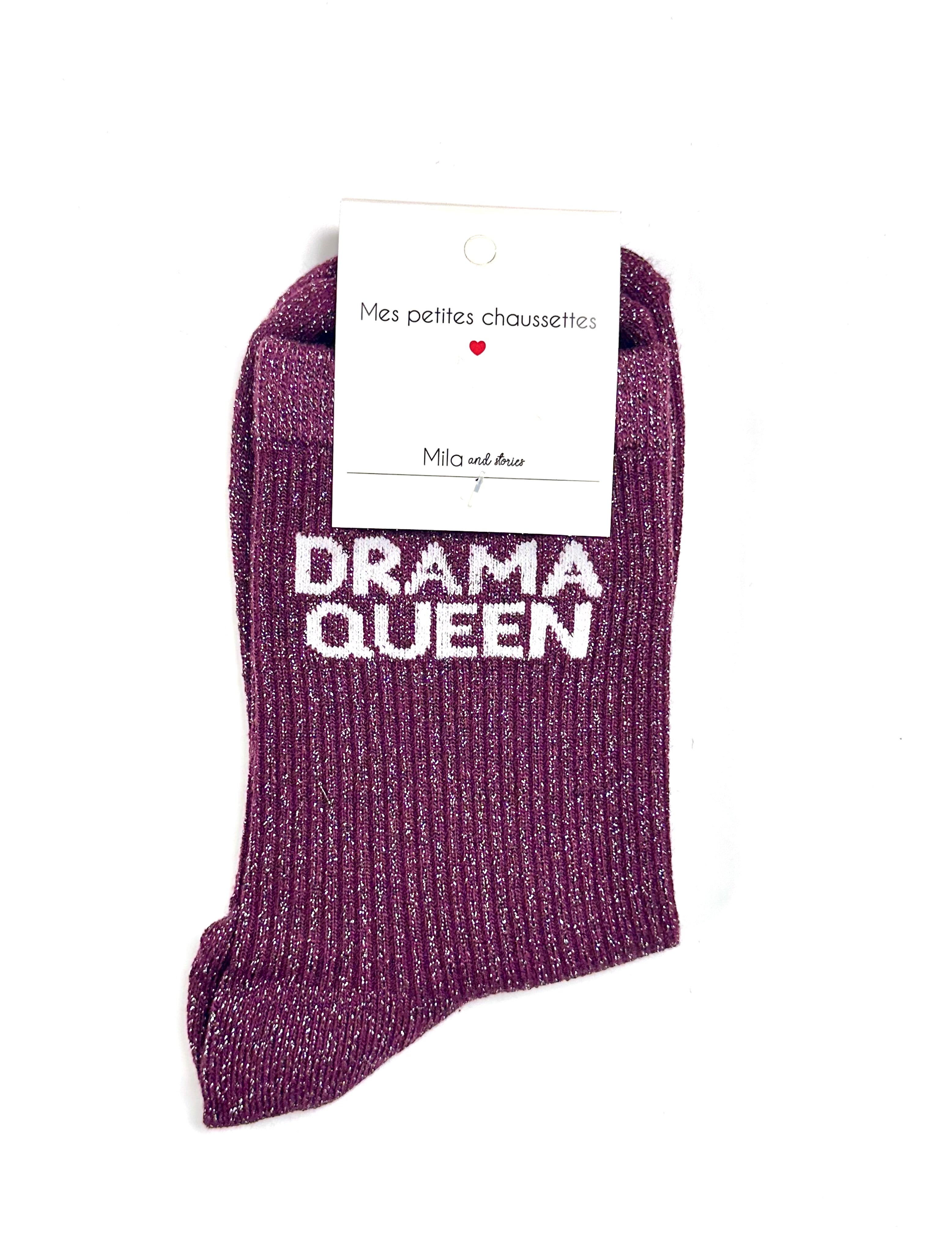 Chaussettes à paillettes « Drama queen » - Bordeaux