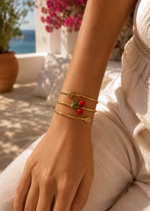 Bracelet Manchette Réglable Cerise