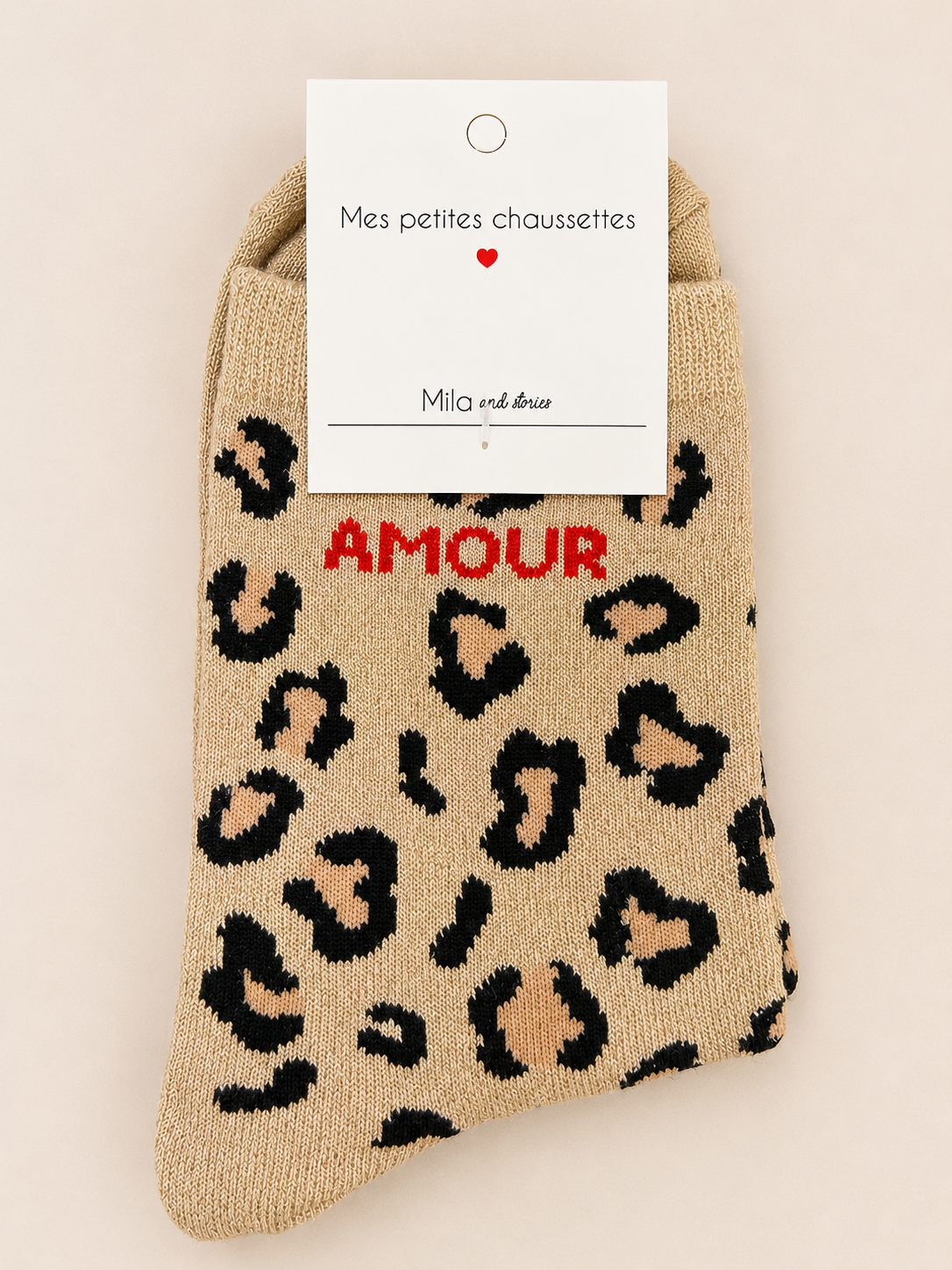 Chaussettes à paillettes « Amour » - Léopard