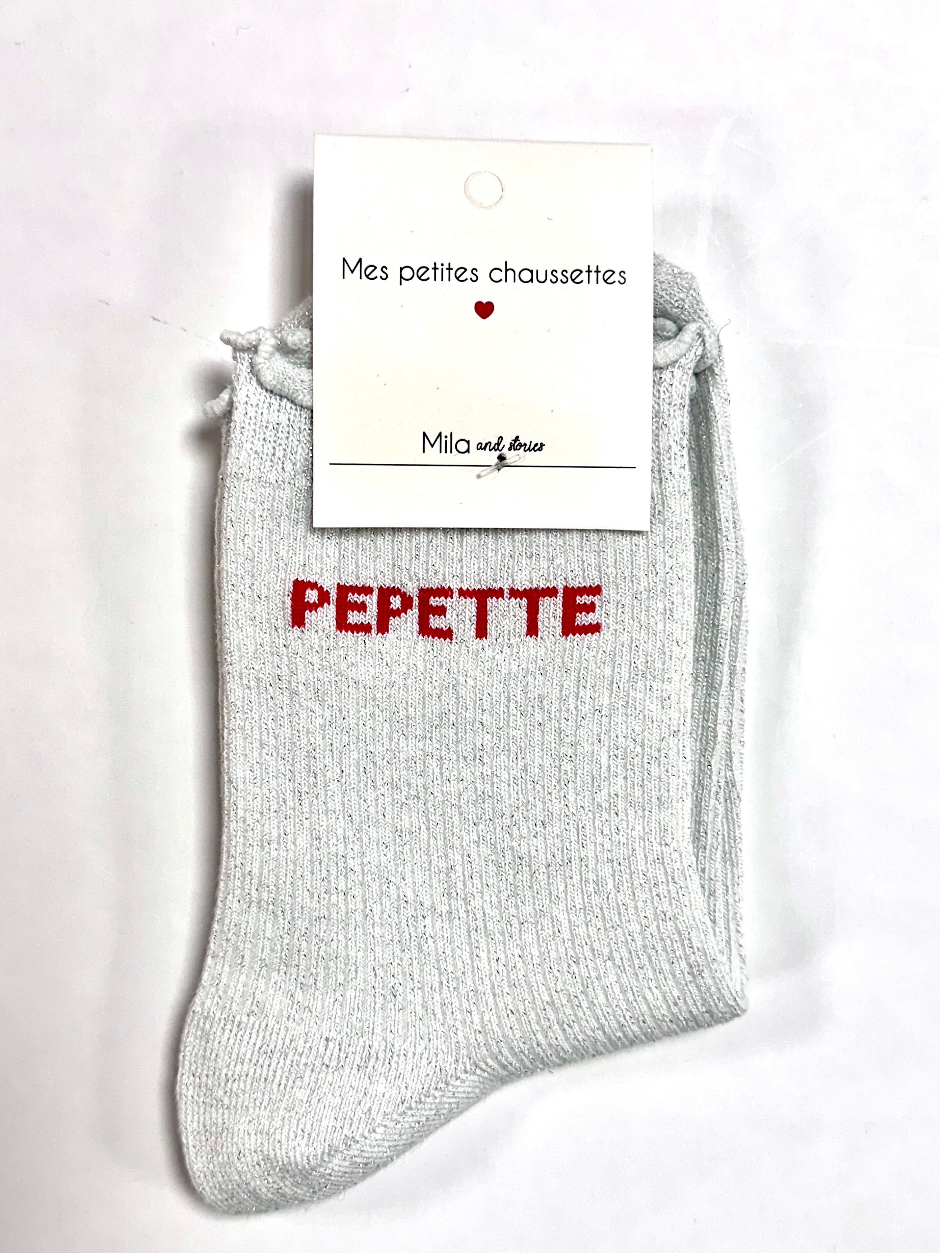 Chaussettes à paillettes « Pepette » - Blanc