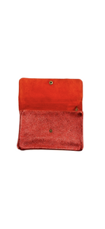 Pochette en cuir avec poche zippée intérieure - Rouge